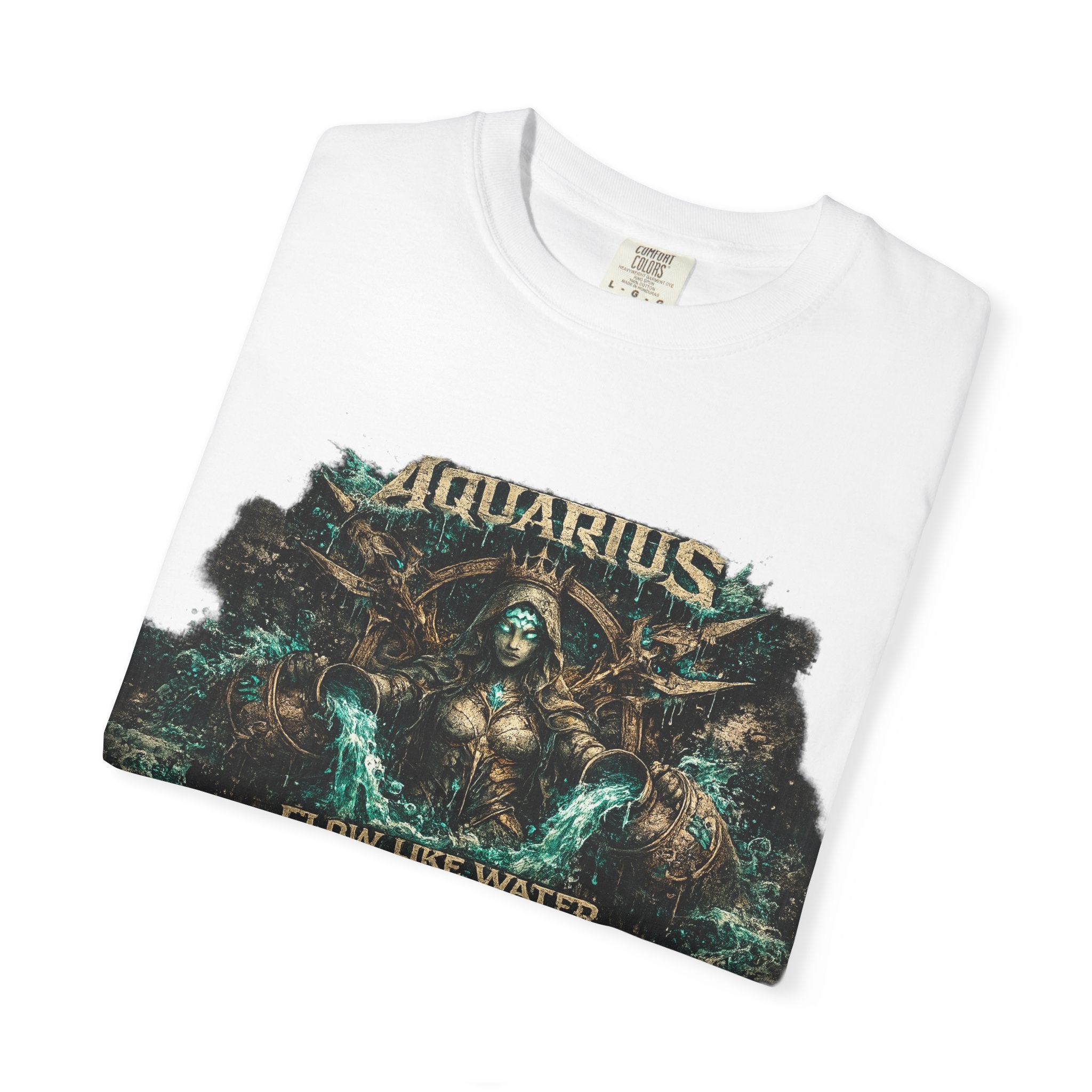 Aquarius Zodiac T-shirt — “Flow Like Water” Astrological Graphic Tee