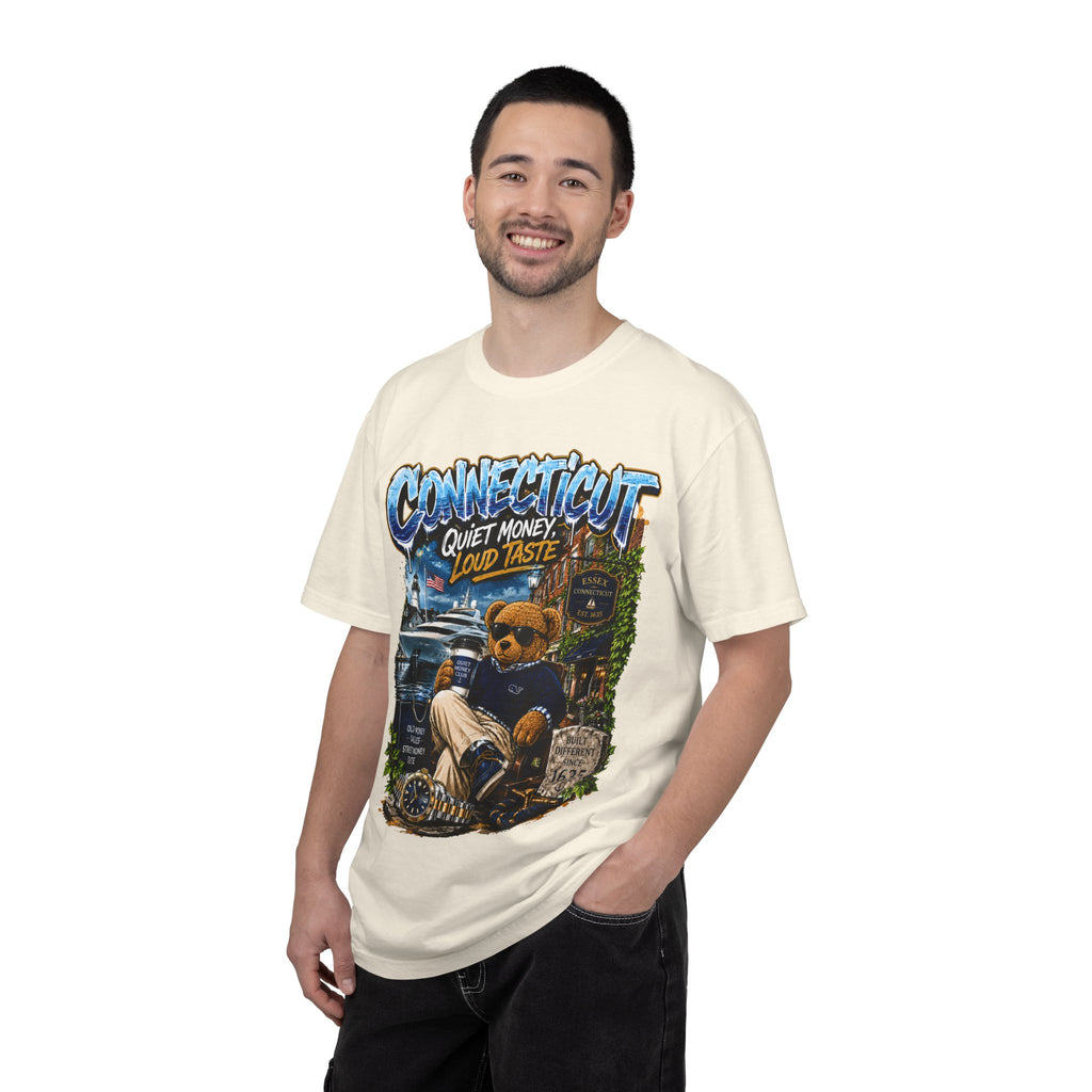 Connecticut Bear Vintage T-Shirt — "Quiet Money, Loud Taste" Graphic Tee