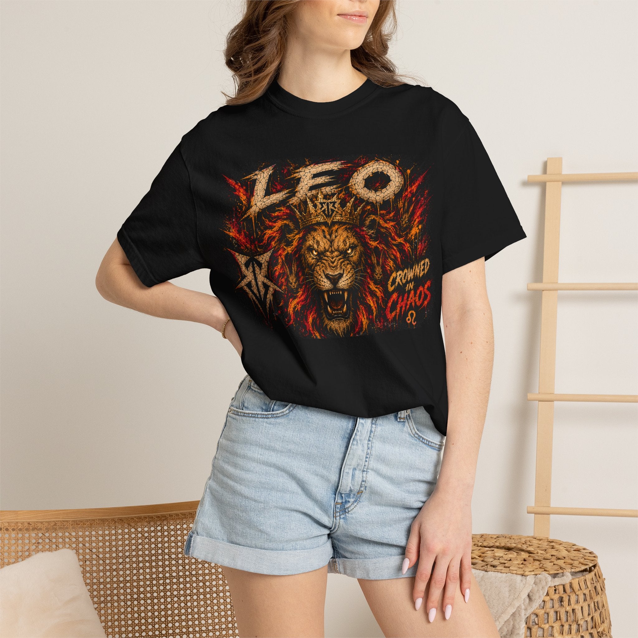 Crowned Chaos Lion Graphic T-Shirt