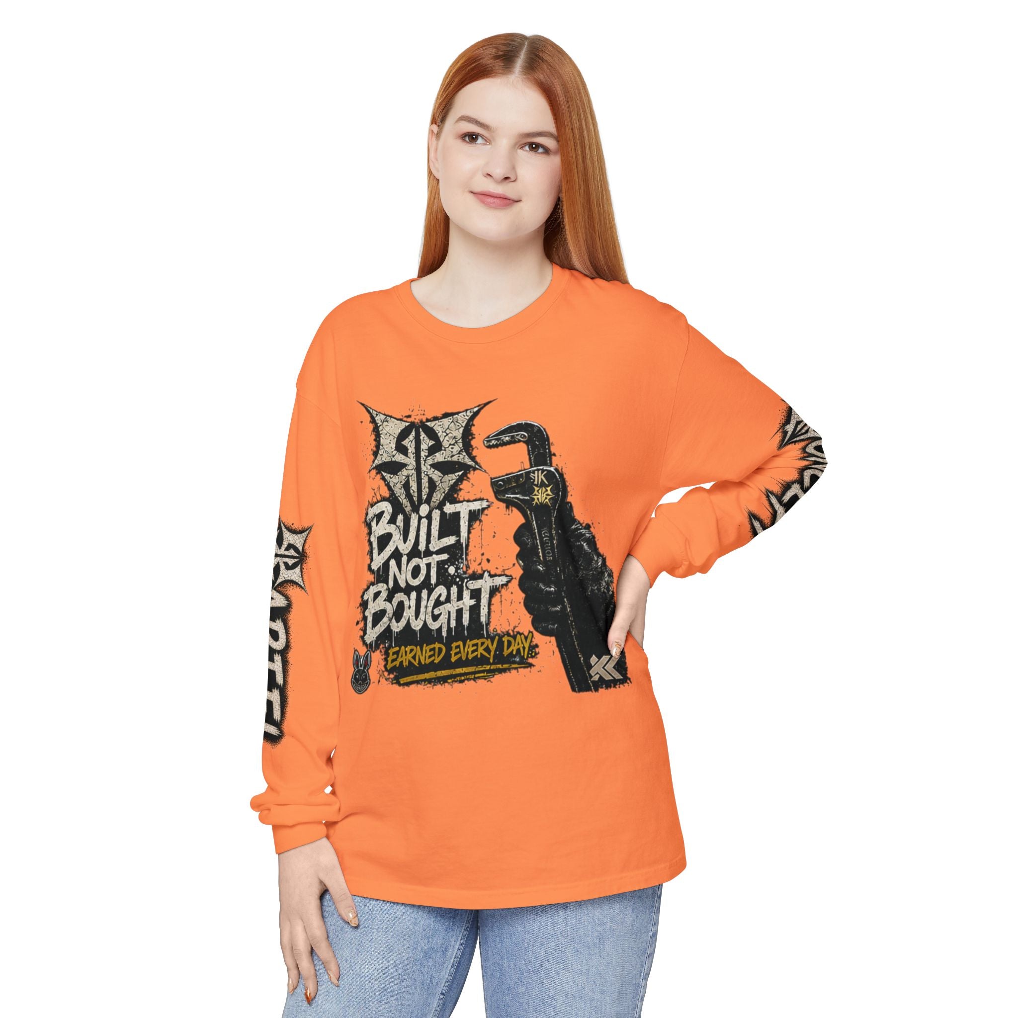 Built Not Bought Long Sleeve T-Shirt — Mechanic/Builder Graphic Tee