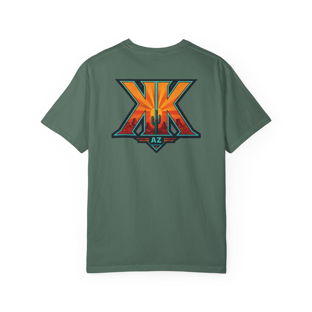 Arizona Desert Graphic T-Shirt — 'Arizona Dry Heat Wet Drop' Retro Cactus Sunset Tee