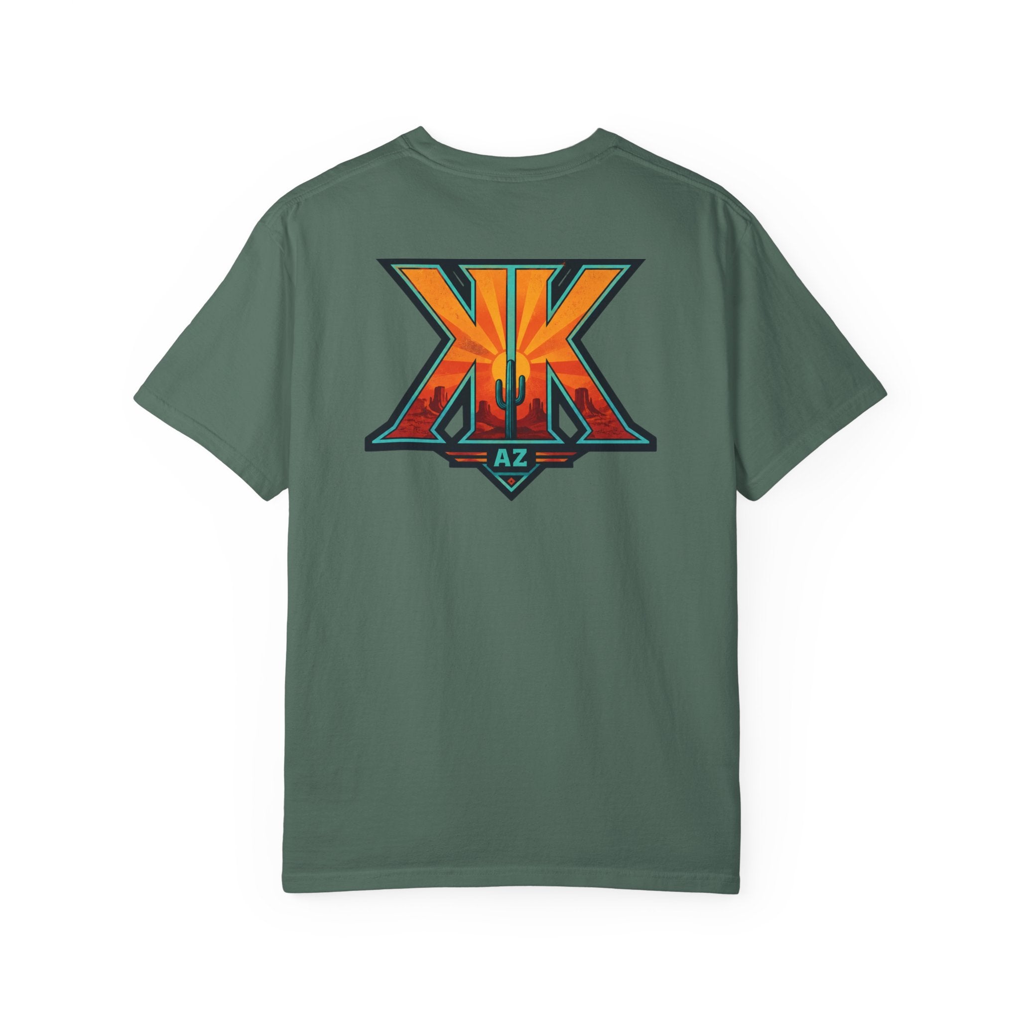 Arizona Desert Graphic T-Shirt — 'Arizona Dry Heat Wet Drop' Retro Cactus Sunset Tee