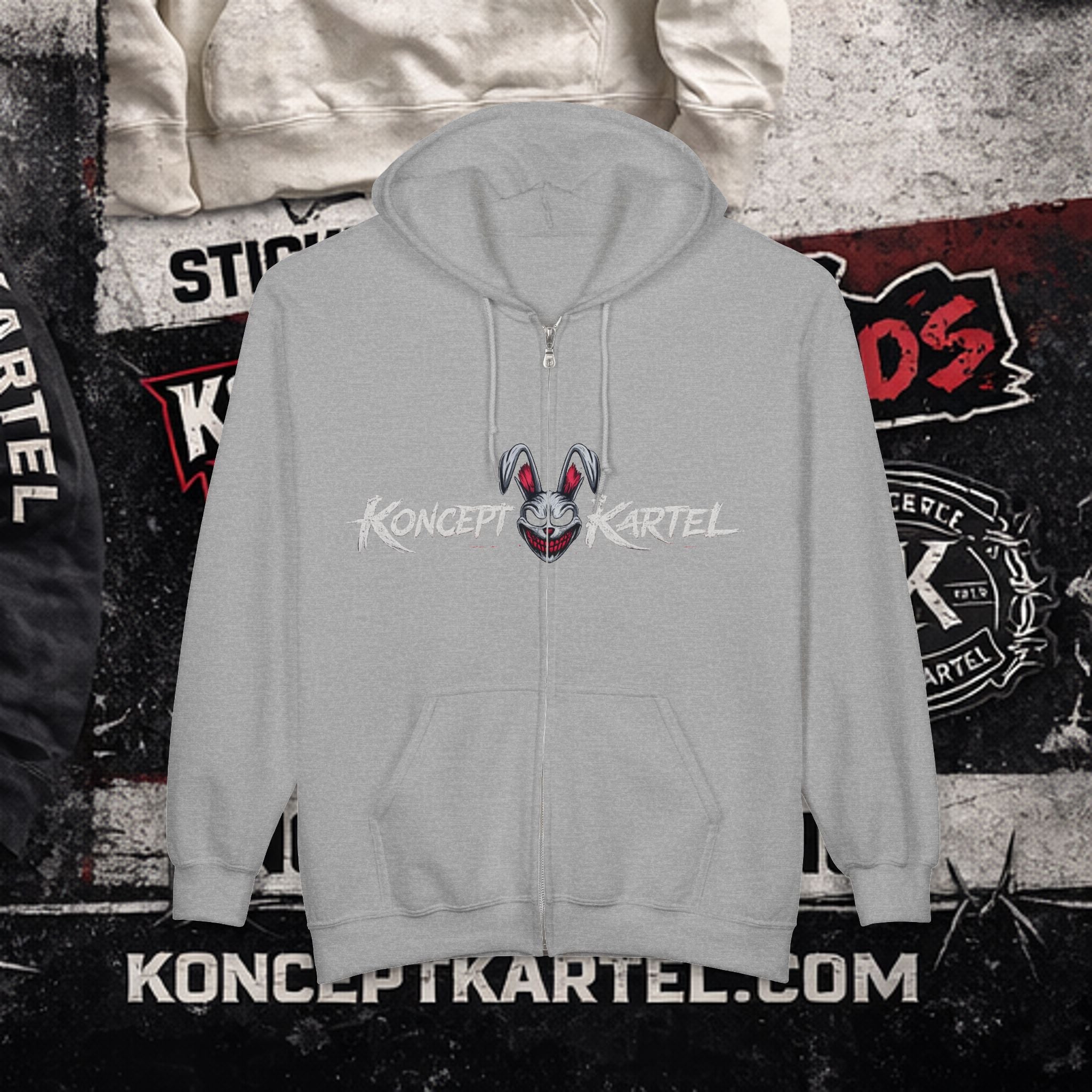 Zip Hoodie — Koncept Kartel 'Dirty Hands Clean Money' Graphic Zip-Up