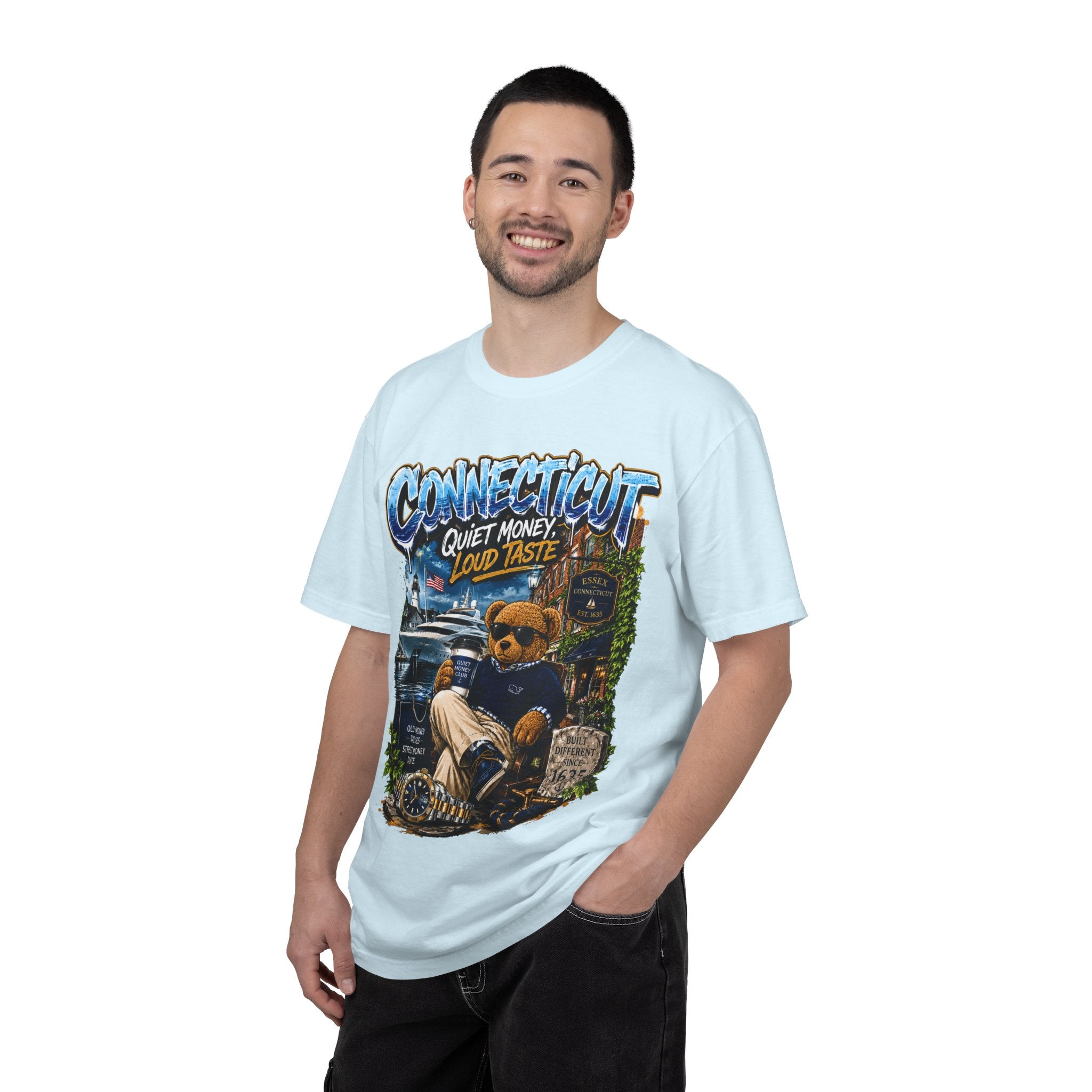 Connecticut Bear Vintage T-Shirt — "Quiet Money, Loud Taste" Graphic Tee