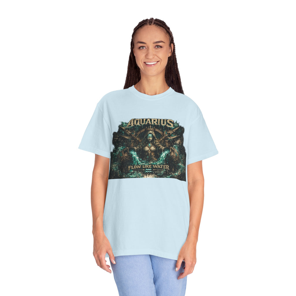 Aquarius Zodiac T-shirt — “Flow Like Water” Astrological Graphic Tee