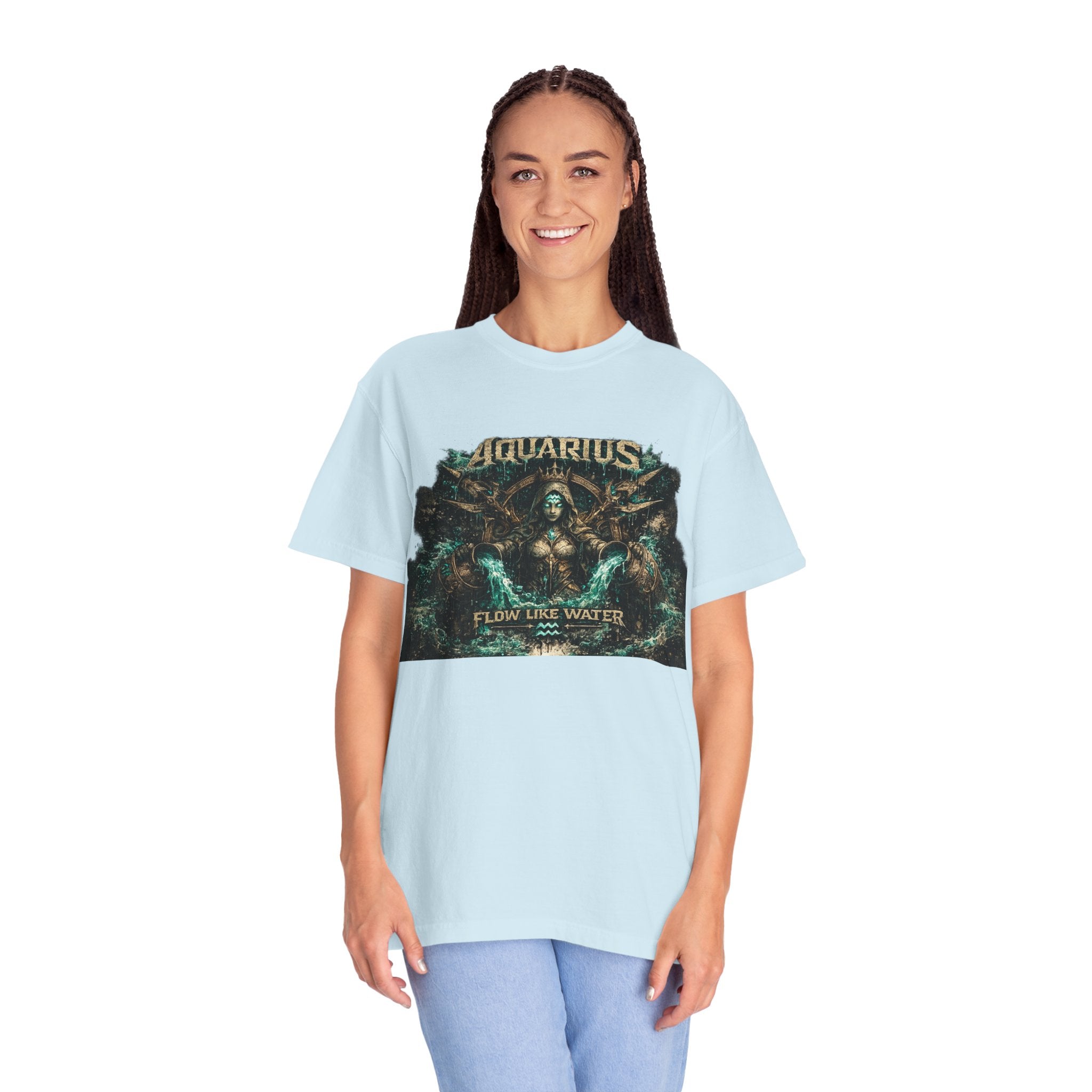 Aquarius Zodiac T-shirt — “Flow Like Water” Astrological Graphic Tee