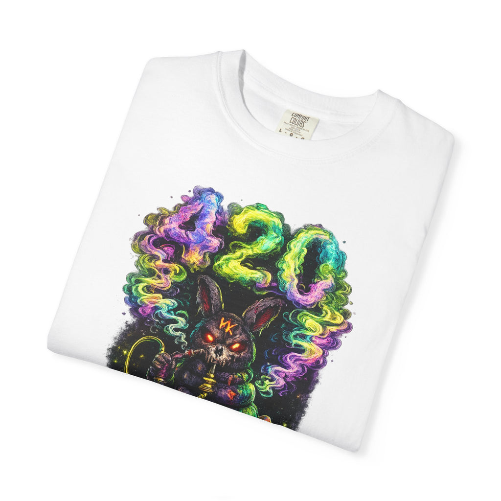 420 Psychedelic Cat T-Shirt — Colorful Mushroom Smoke Graphic