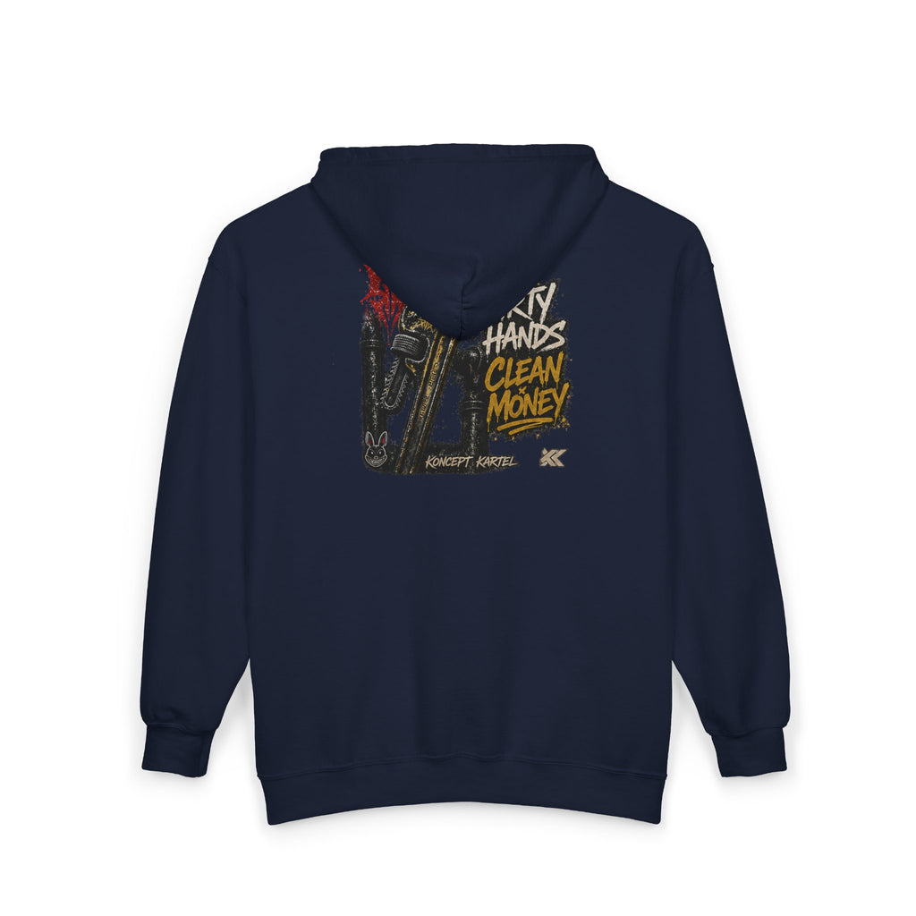 Zip Hoodie — Koncept Kartel 'Dirty Hands Clean Money' Graphic Zip-Up