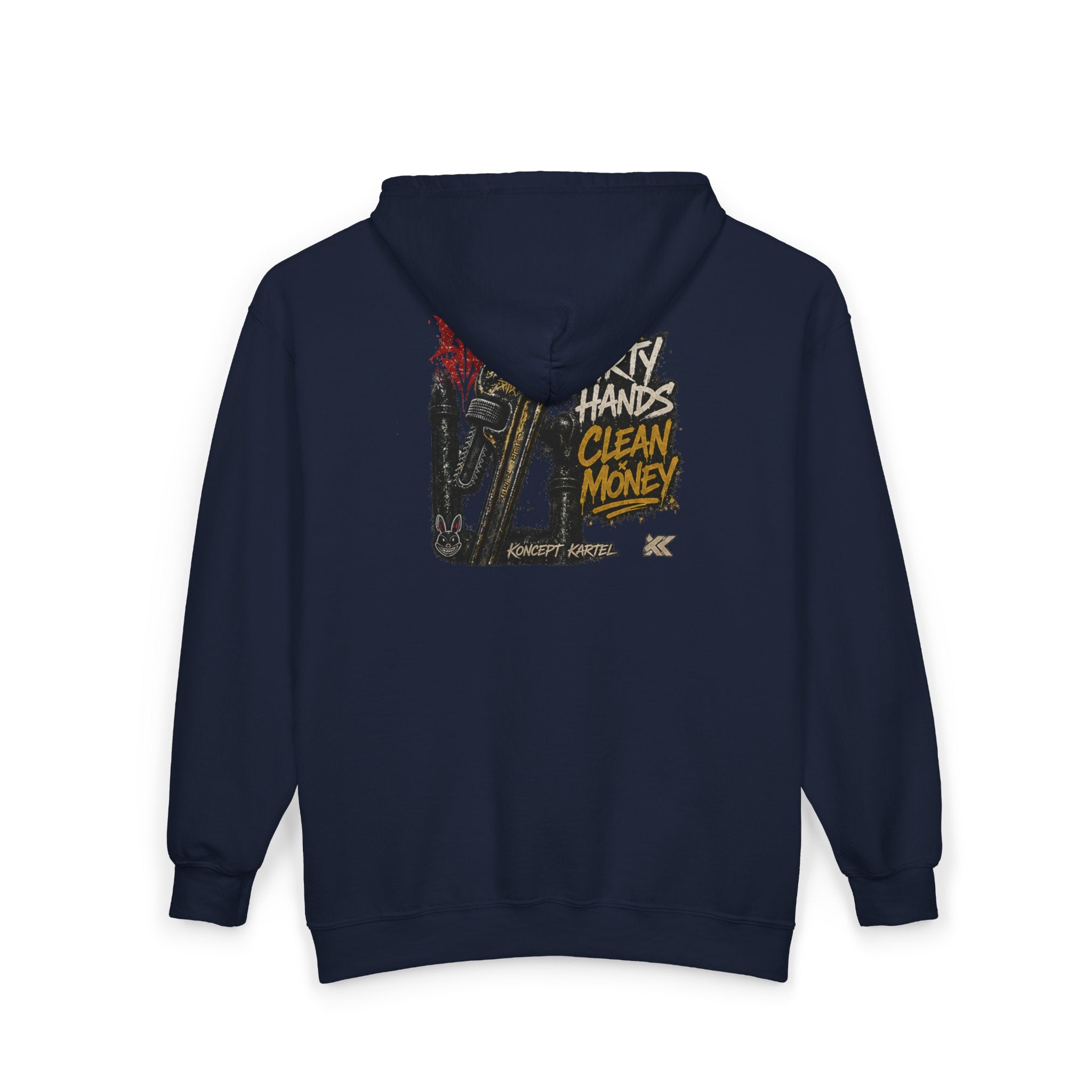 Zip Hoodie — Koncept Kartel 'Dirty Hands Clean Money' Graphic Zip-Up