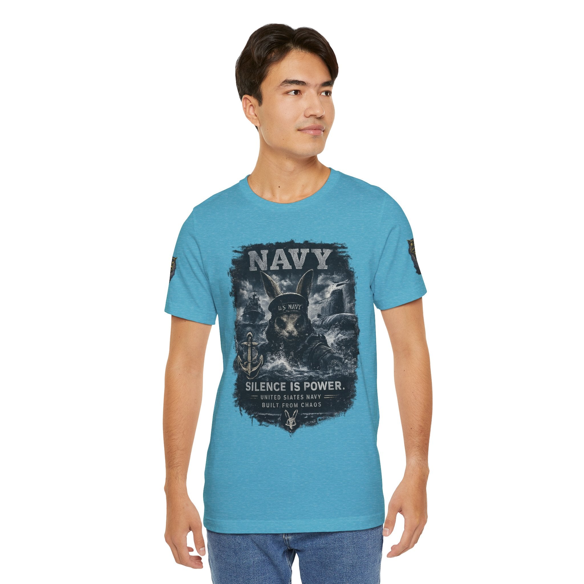 Navy 'Silence Is Power' Skull Anchor Tee — Fair Winds & Following Seas Back Graphic