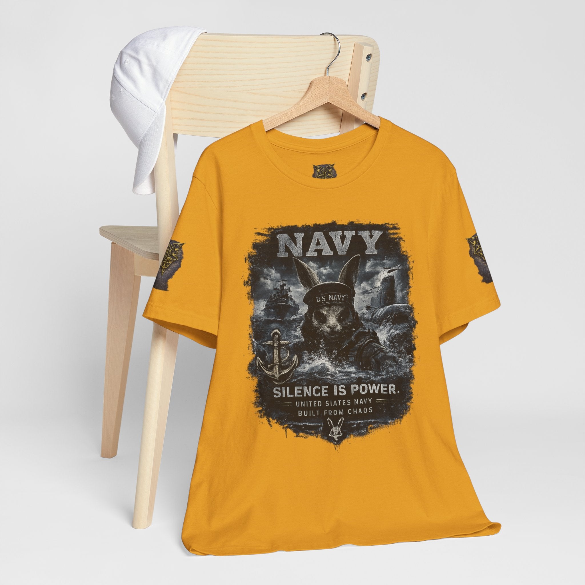 Navy 'Silence Is Power' Skull Anchor Tee — Fair Winds & Following Seas Back Graphic