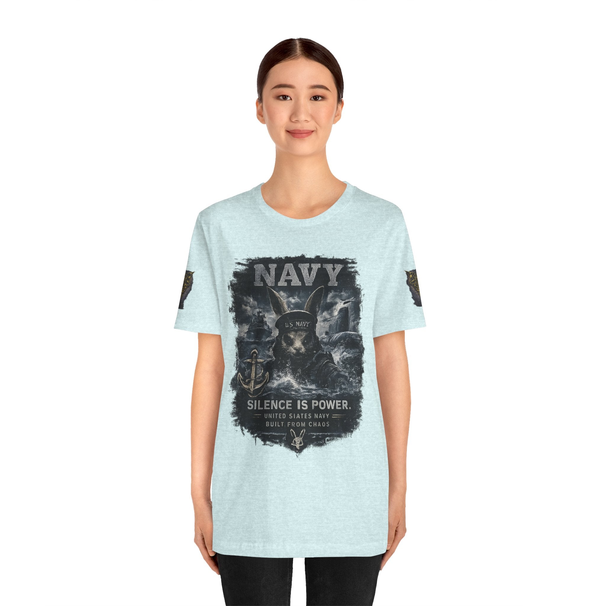 Navy 'Silence Is Power' Skull Anchor Tee — Fair Winds & Following Seas Back Graphic