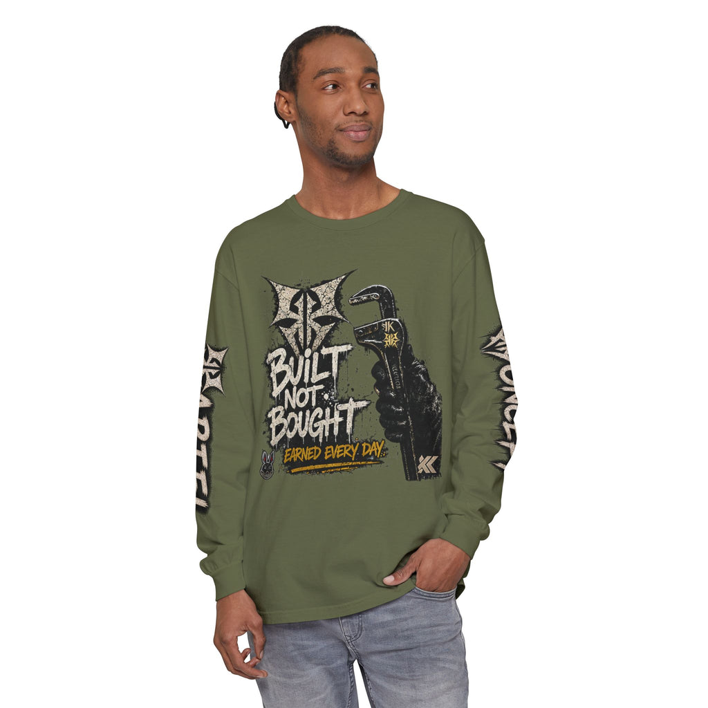 Built Not Bought Long Sleeve T-Shirt — Mechanic/Builder Graphic Tee
