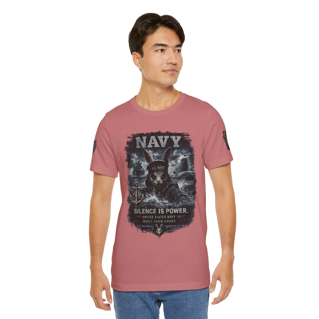 Navy 'Silence Is Power' Skull Anchor Tee — Fair Winds & Following Seas Back Graphic