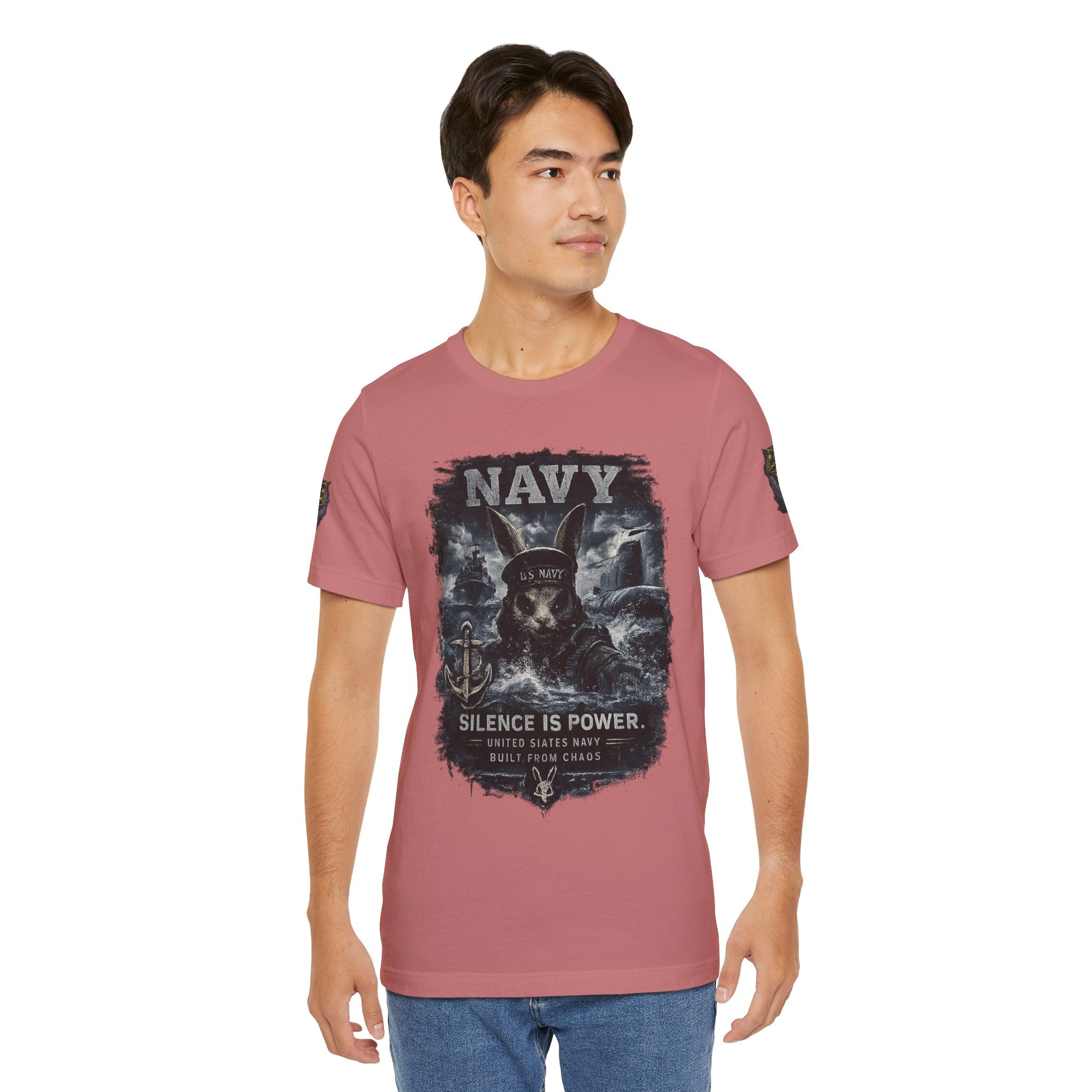 Navy 'Silence Is Power' Skull Anchor Tee — Fair Winds & Following Seas Back Graphic
