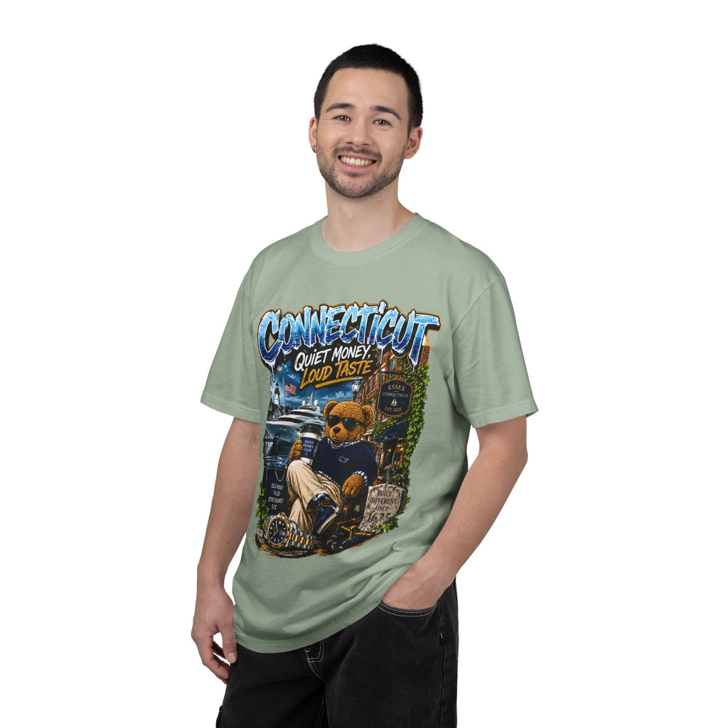 Connecticut Bear Vintage T-Shirt — "Quiet Money, Loud Taste" Graphic Tee