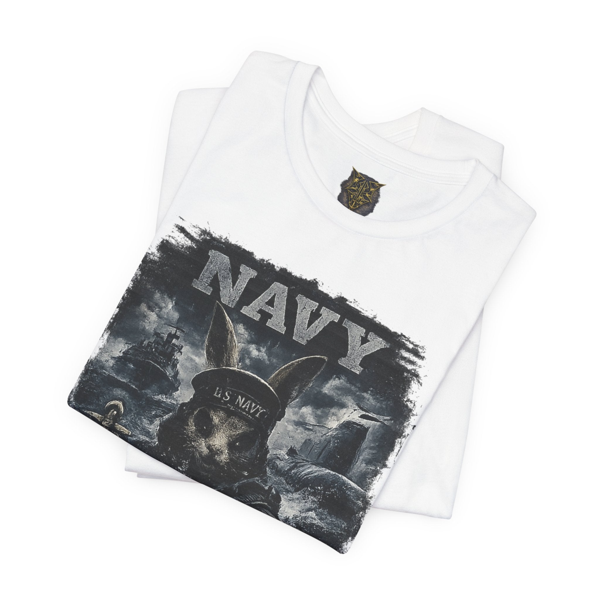 Navy 'Silence Is Power' Skull Anchor Tee — Fair Winds & Following Seas Back Graphic