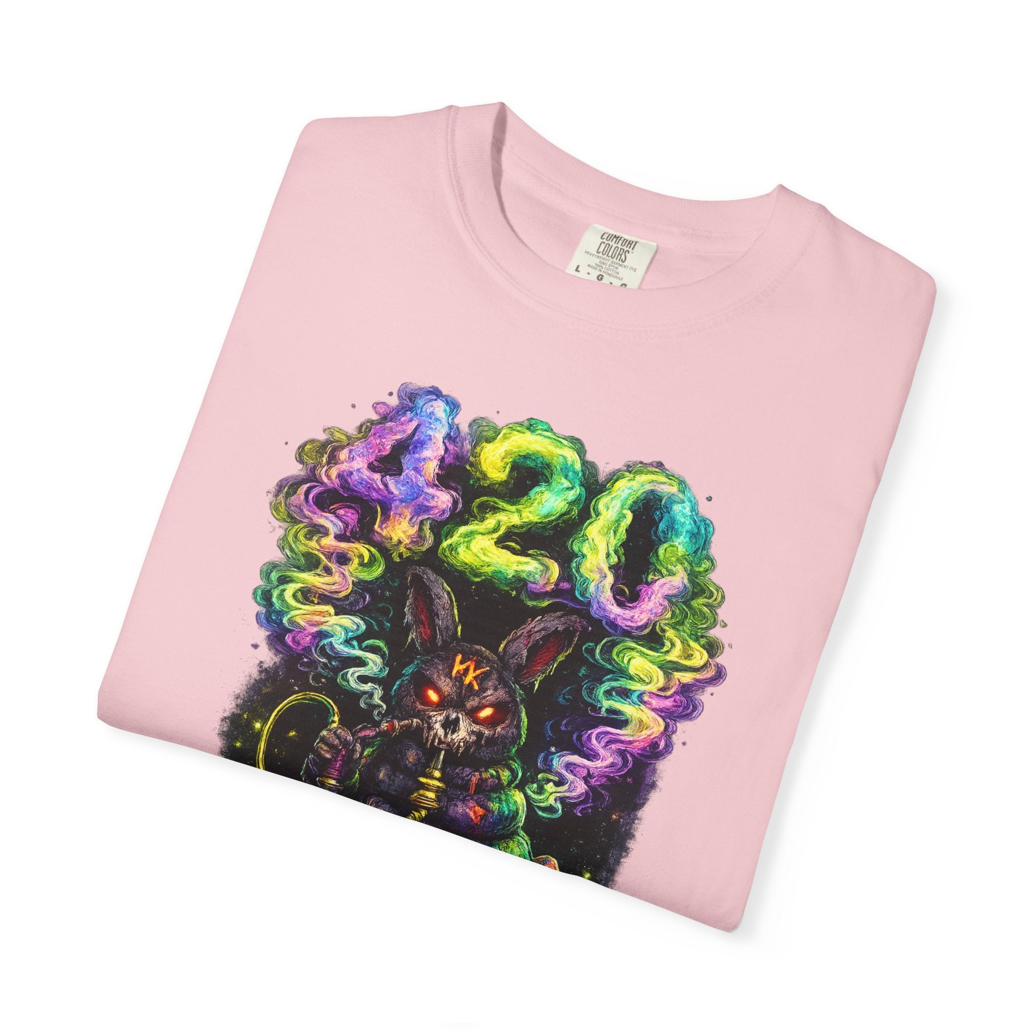 420 Psychedelic Cat T-Shirt — Colorful Mushroom Smoke Graphic