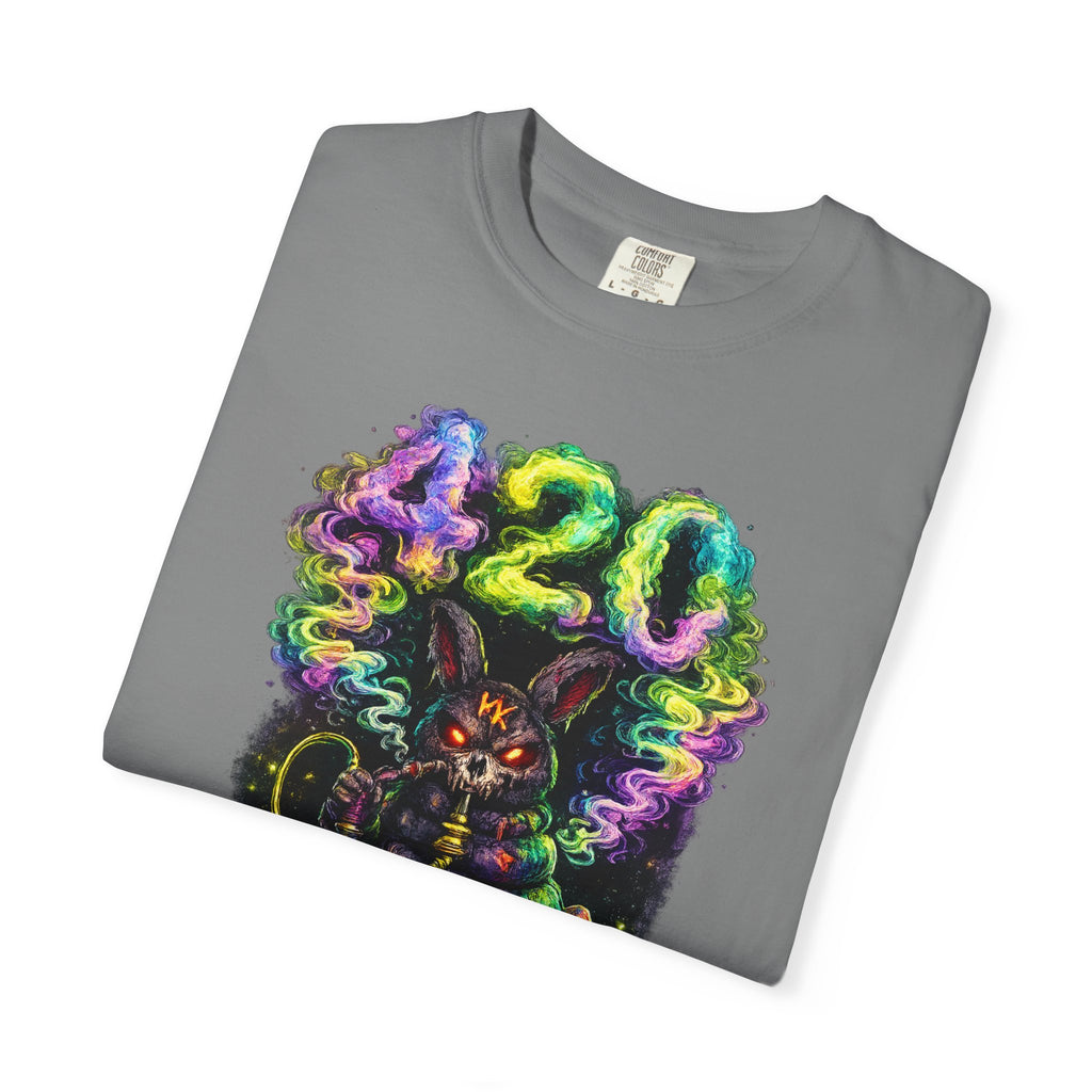 420 Psychedelic Cat T-Shirt — Colorful Mushroom Smoke Graphic