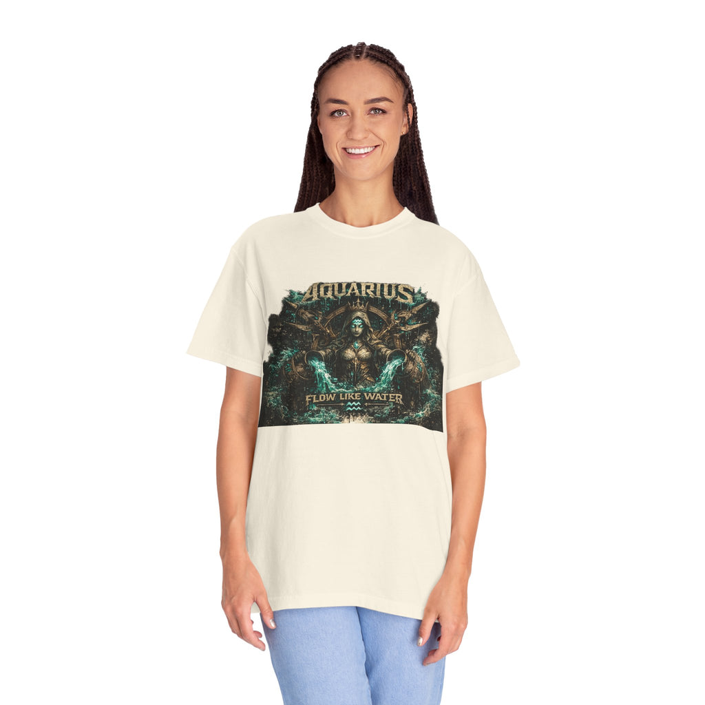 Aquarius Zodiac T-shirt — “Flow Like Water” Astrological Graphic Tee