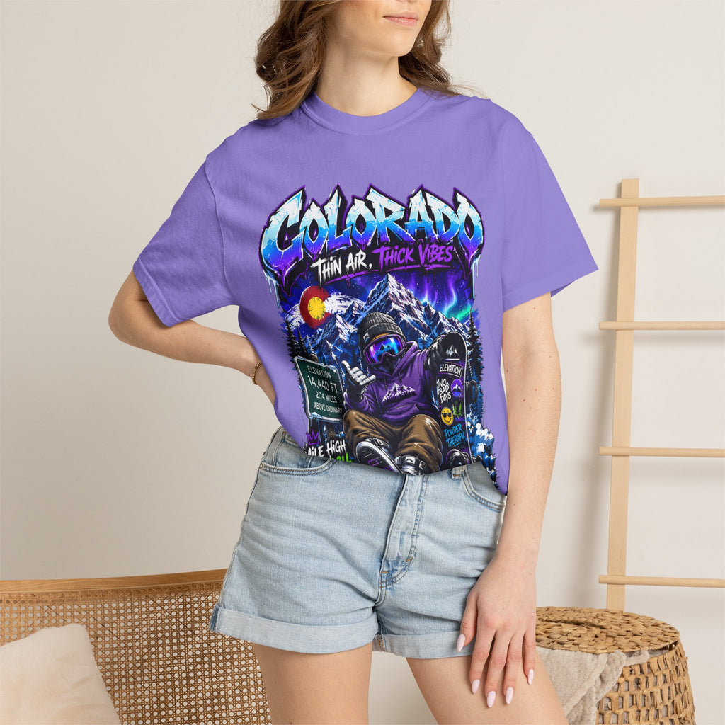 Colorado Ski & Snowboard T-Shirt — Think Air, Thick Vibes Graphic Tee