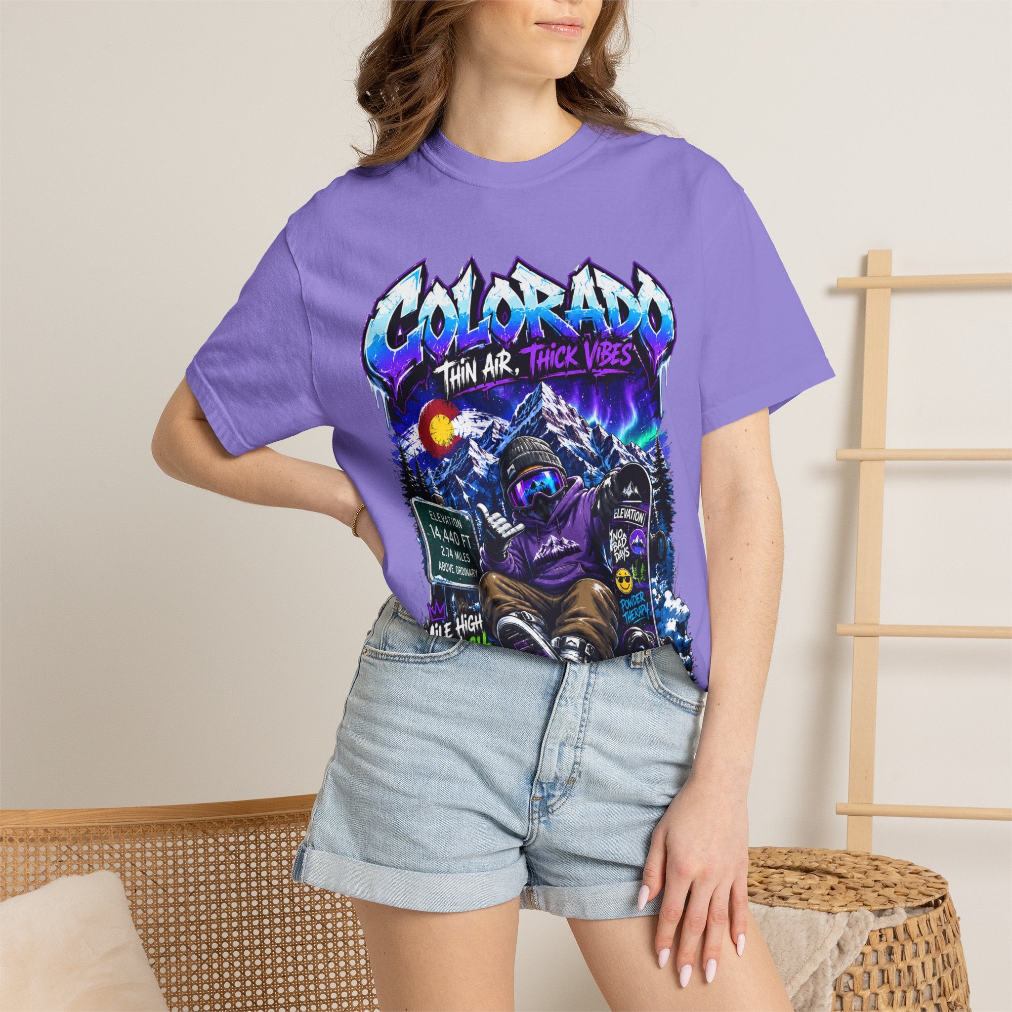 Colorado Ski & Snowboard T-Shirt — Think Air, Thick Vibes Graphic Tee