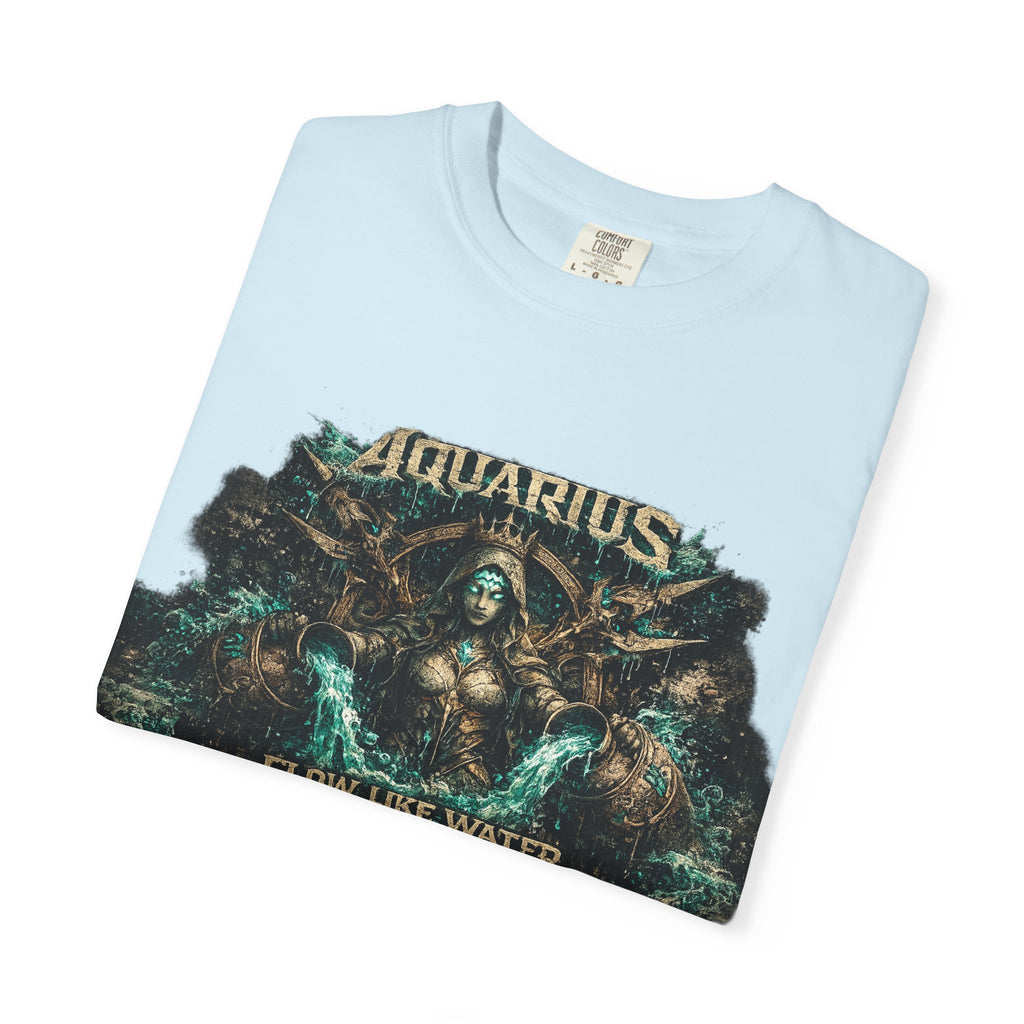 Aquarius Zodiac T-shirt — “Flow Like Water” Astrological Graphic Tee