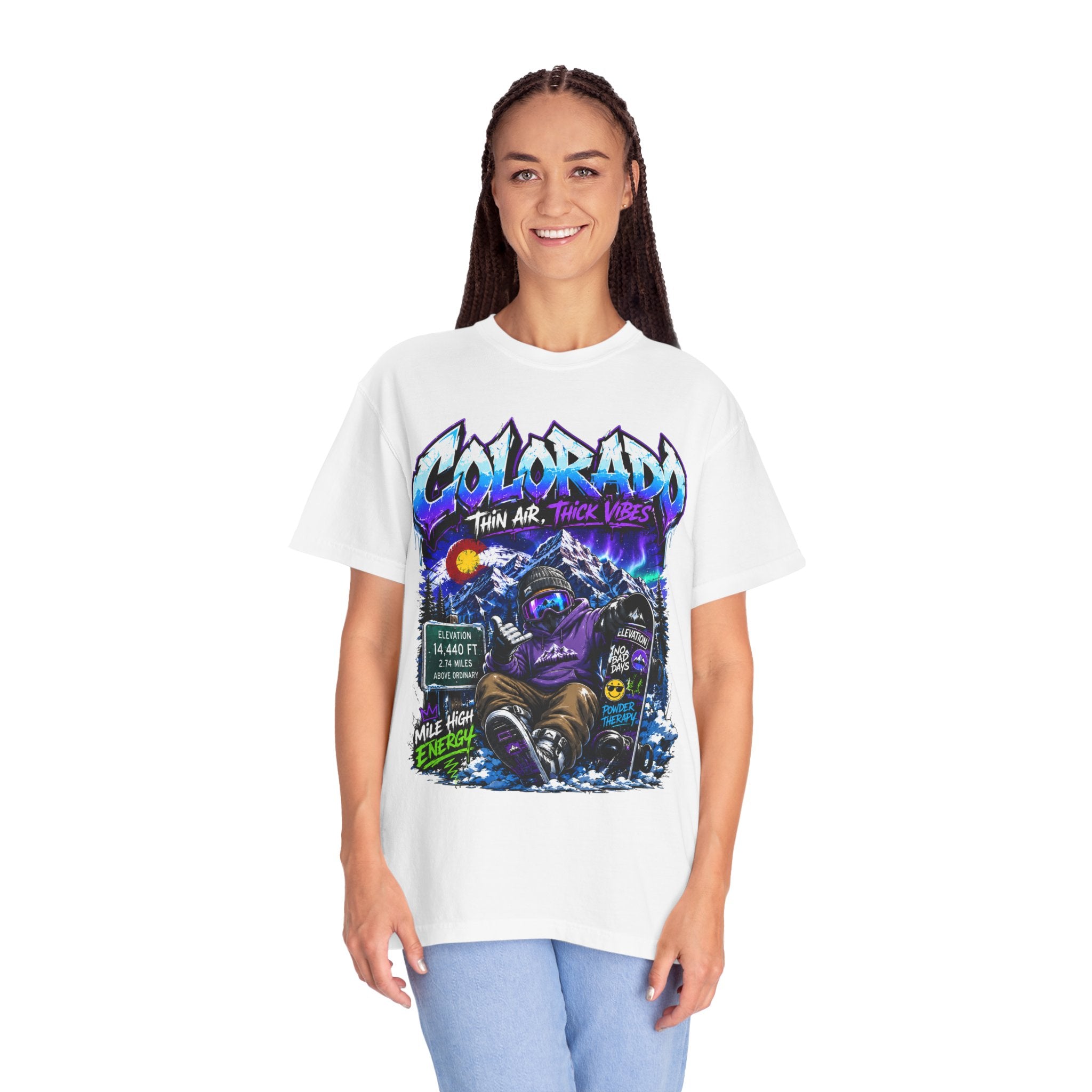 Colorado Ski & Snowboard T-Shirt — Think Air, Thick Vibes Graphic Tee