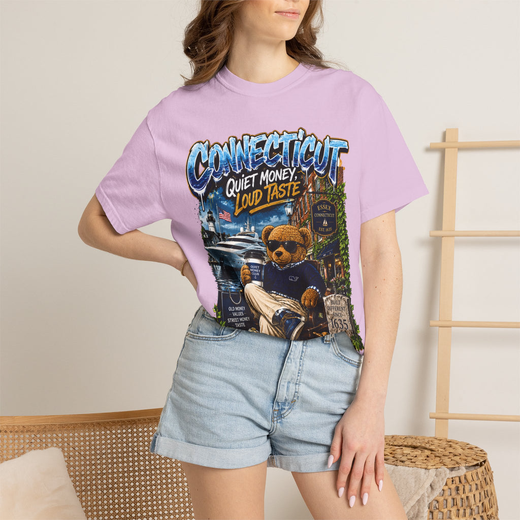 Connecticut Bear Vintage T-Shirt — "Quiet Money, Loud Taste" Graphic Tee