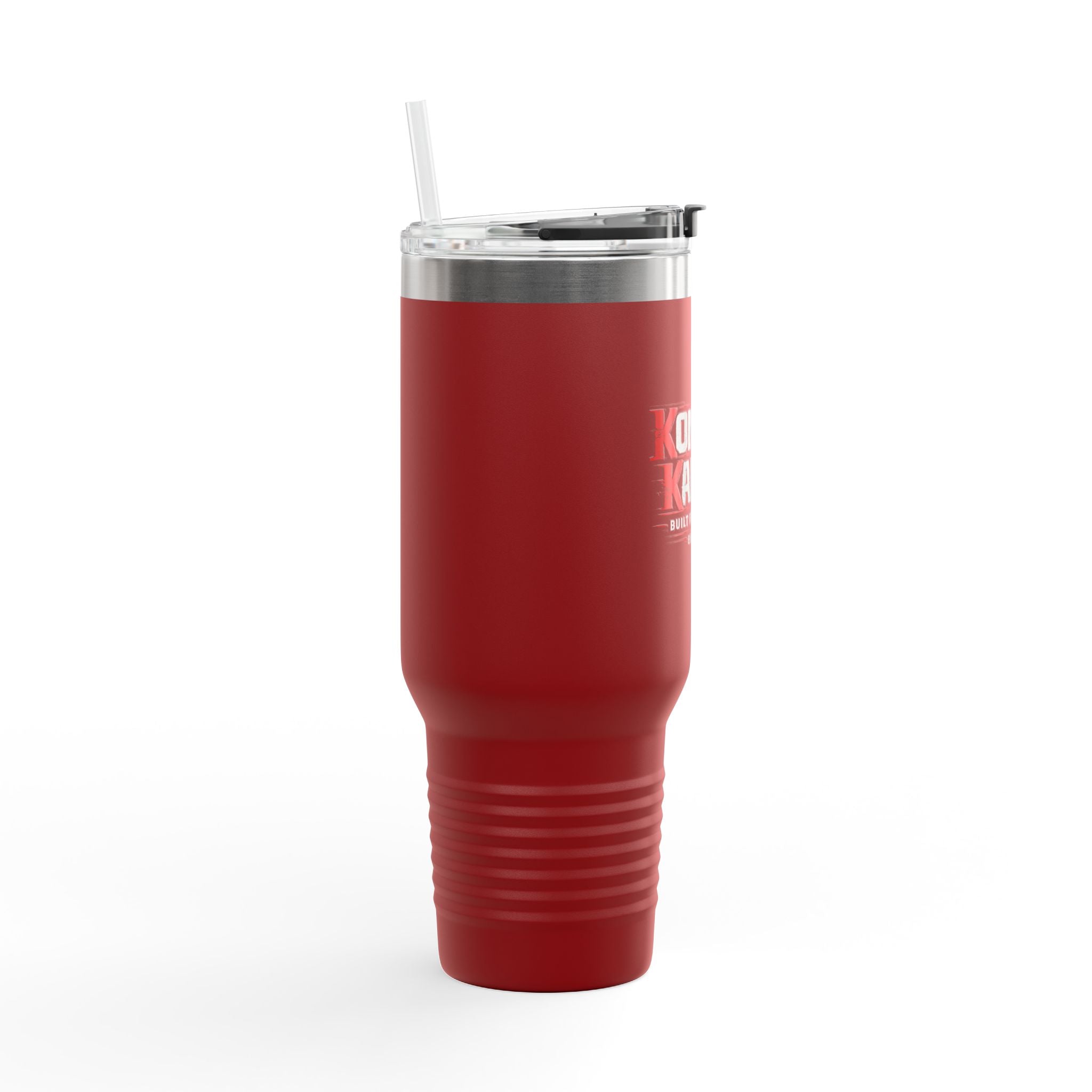 40oz Insulated Travel Mug — ‘Koncept Kartel’ Red Stainless Tumbler with Handle
