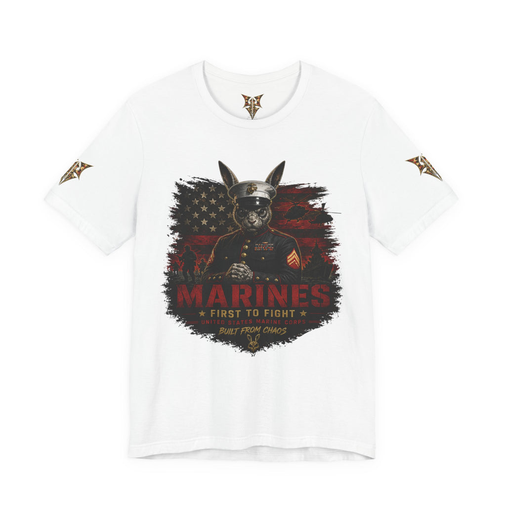 Marines "First to Fight" Military Graphic Tee — "Not Allowed to Die Without Permission"