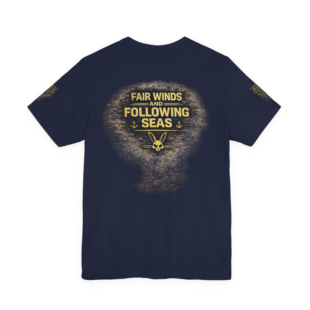 Navy 'Silence Is Power' Skull Anchor Tee — Fair Winds & Following Seas Back Graphic