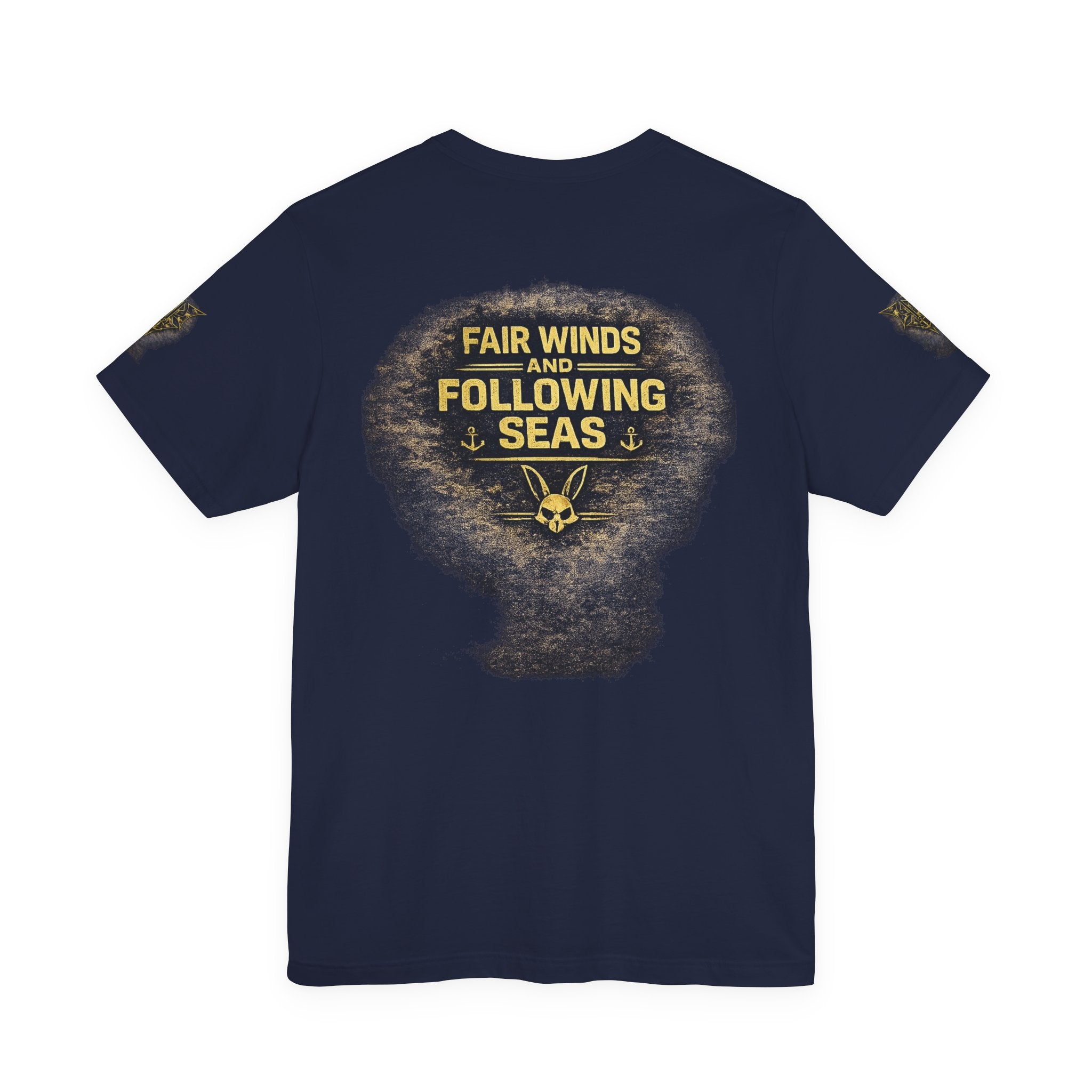 Navy 'Silence Is Power' Skull Anchor Tee — Fair Winds & Following Seas Back Graphic