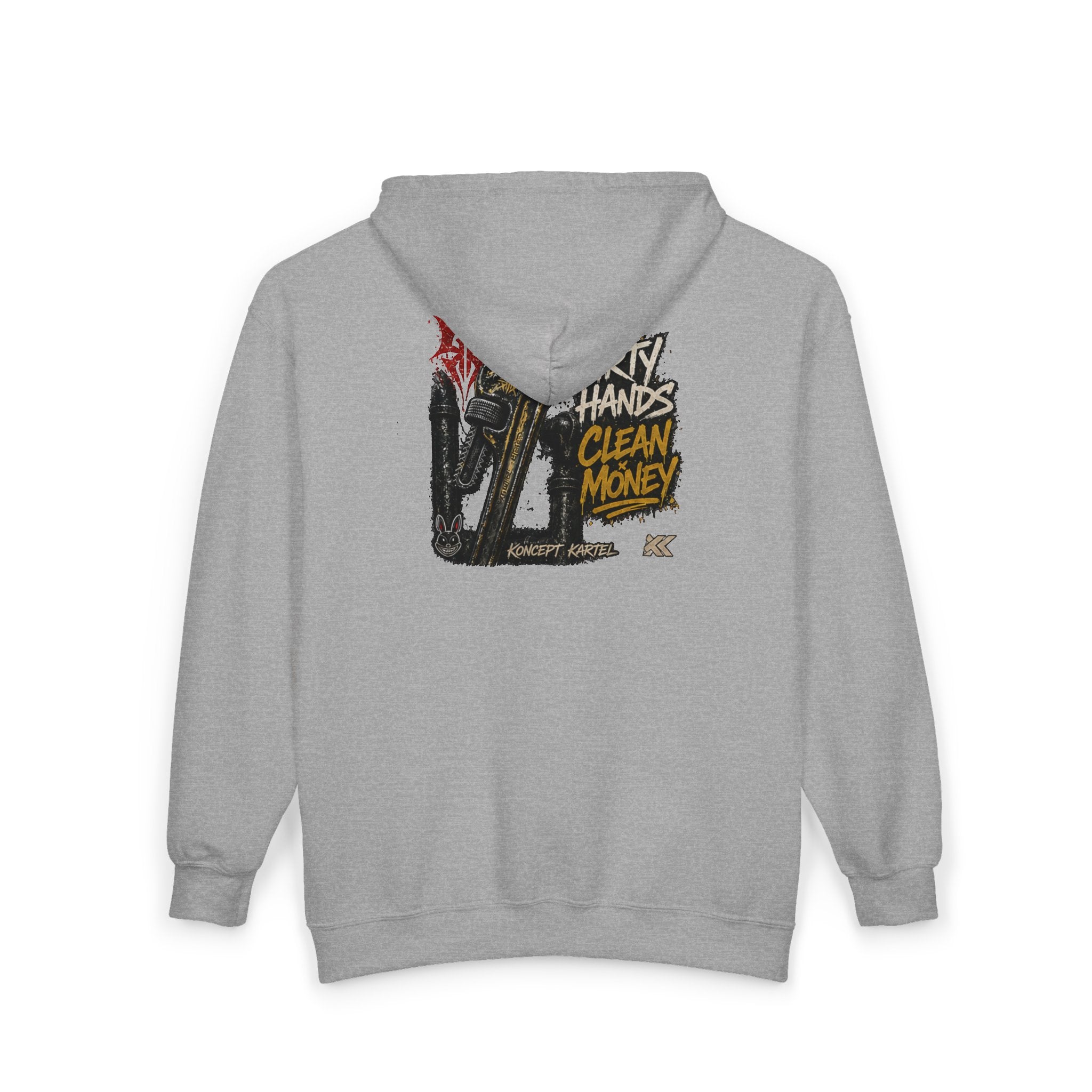 Zip Hoodie — Koncept Kartel 'Dirty Hands Clean Money' Graphic Zip-Up