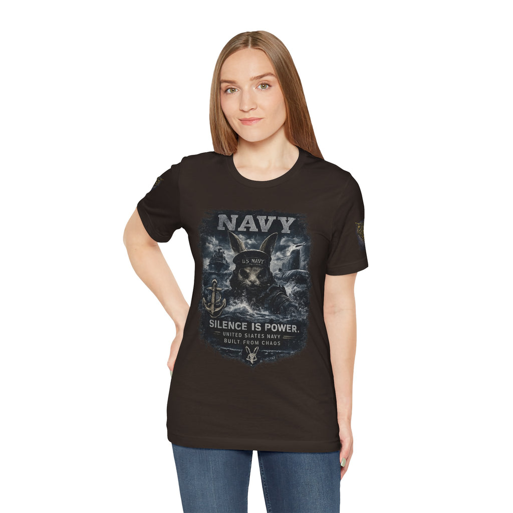 Navy 'Silence Is Power' Skull Anchor Tee — Fair Winds & Following Seas Back Graphic