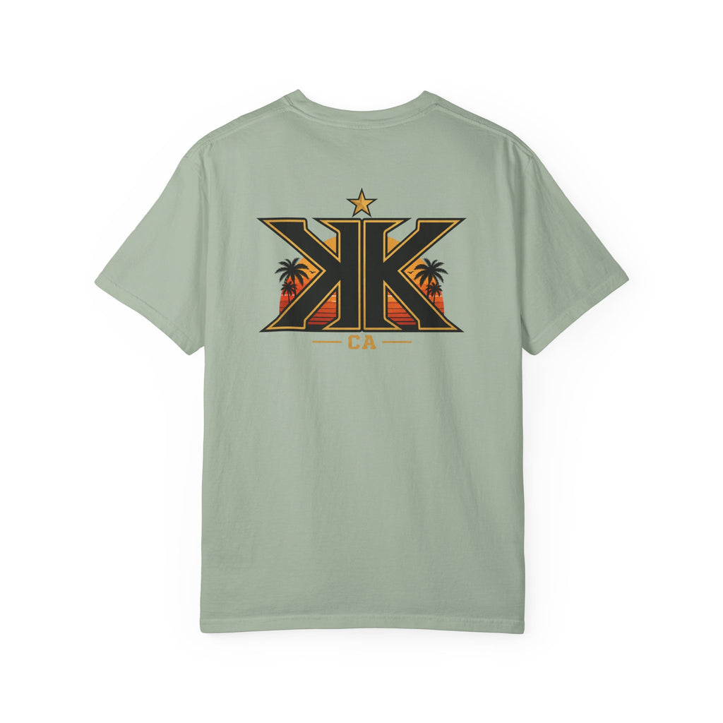 California West Coast Graphic T-Shirt — "California Hella" Vintage Sunset Car Design