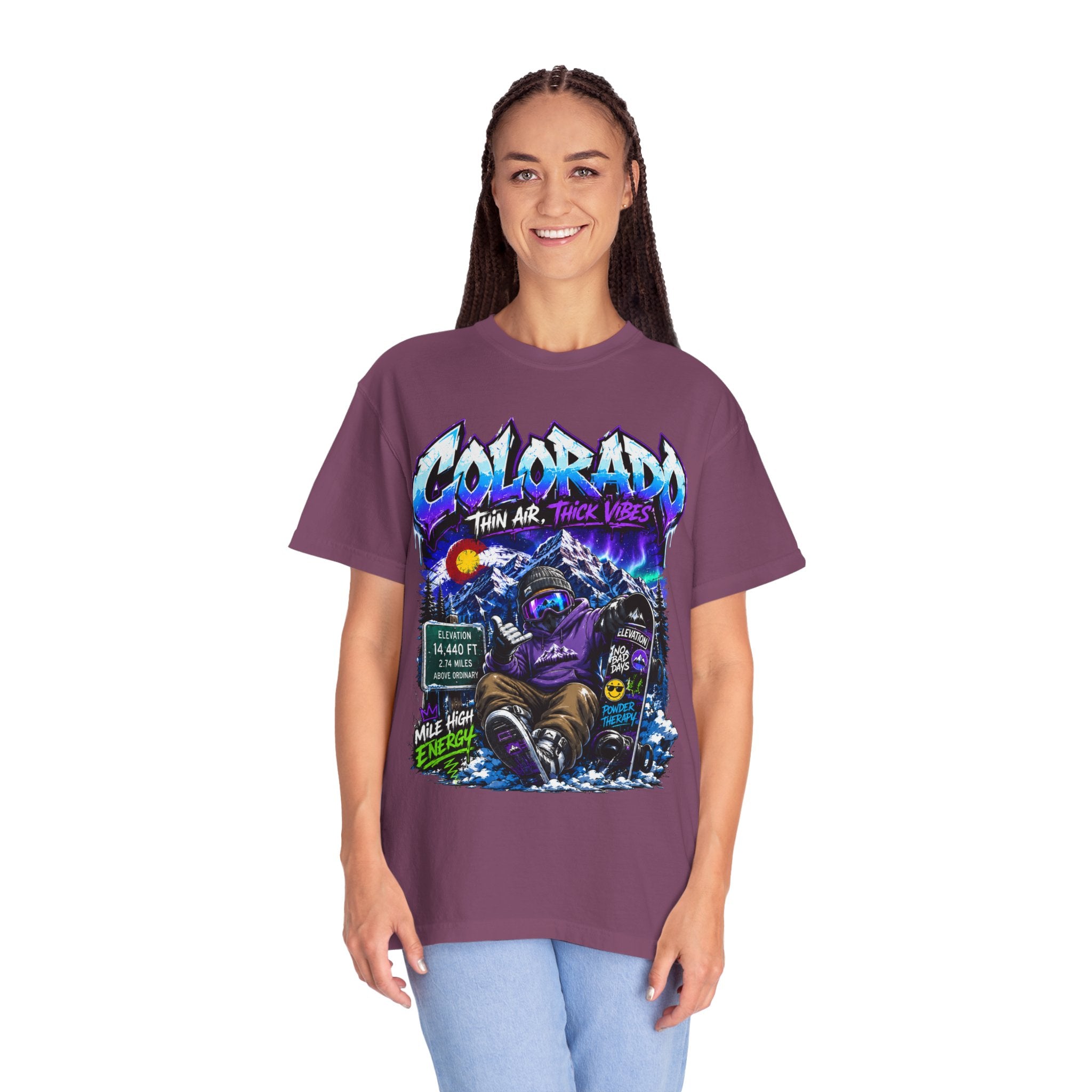 Colorado Ski & Snowboard T-Shirt — Think Air, Thick Vibes Graphic Tee