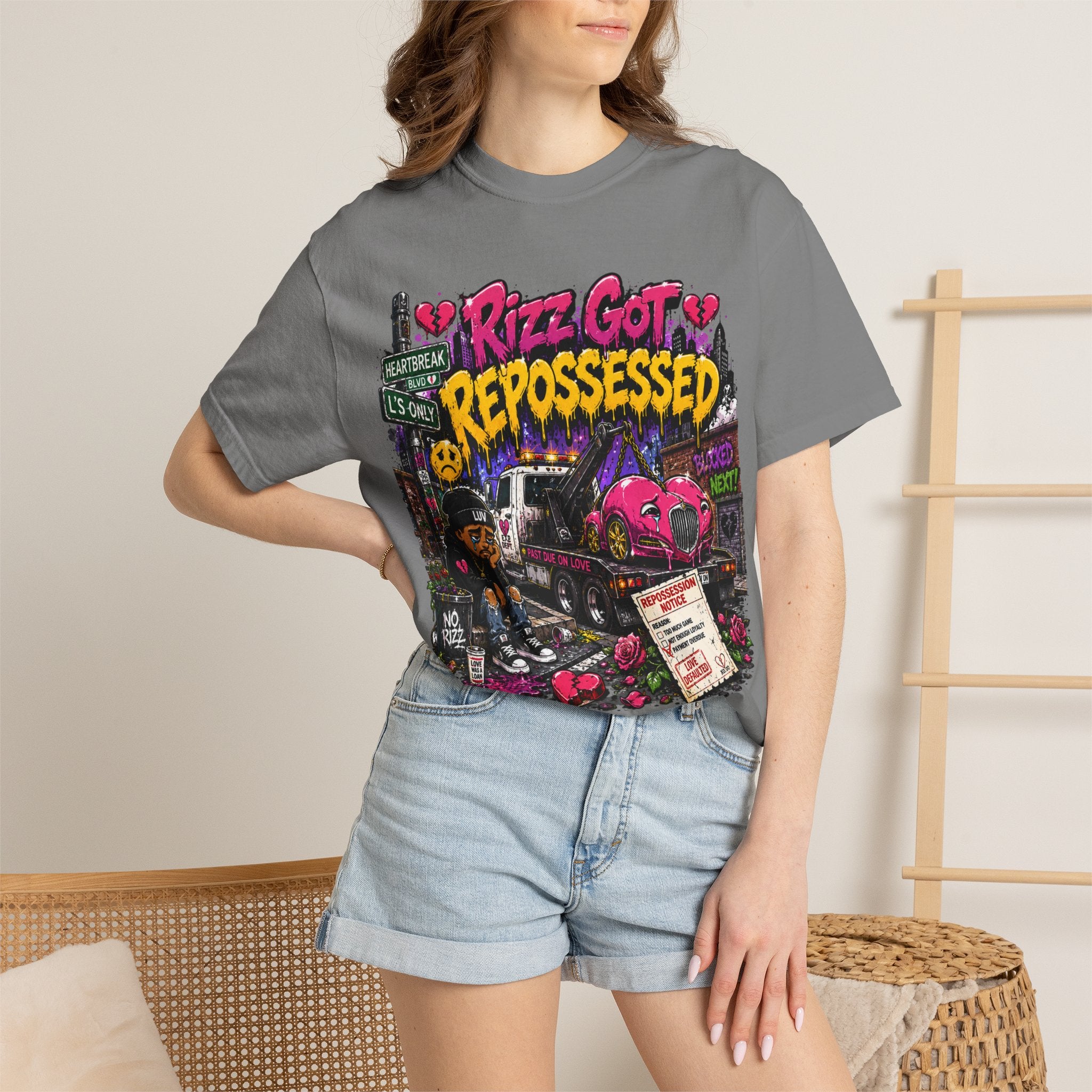 Repossession Comic Art T-Shirt — “Rizz Got Repossessed” Graphic Tee