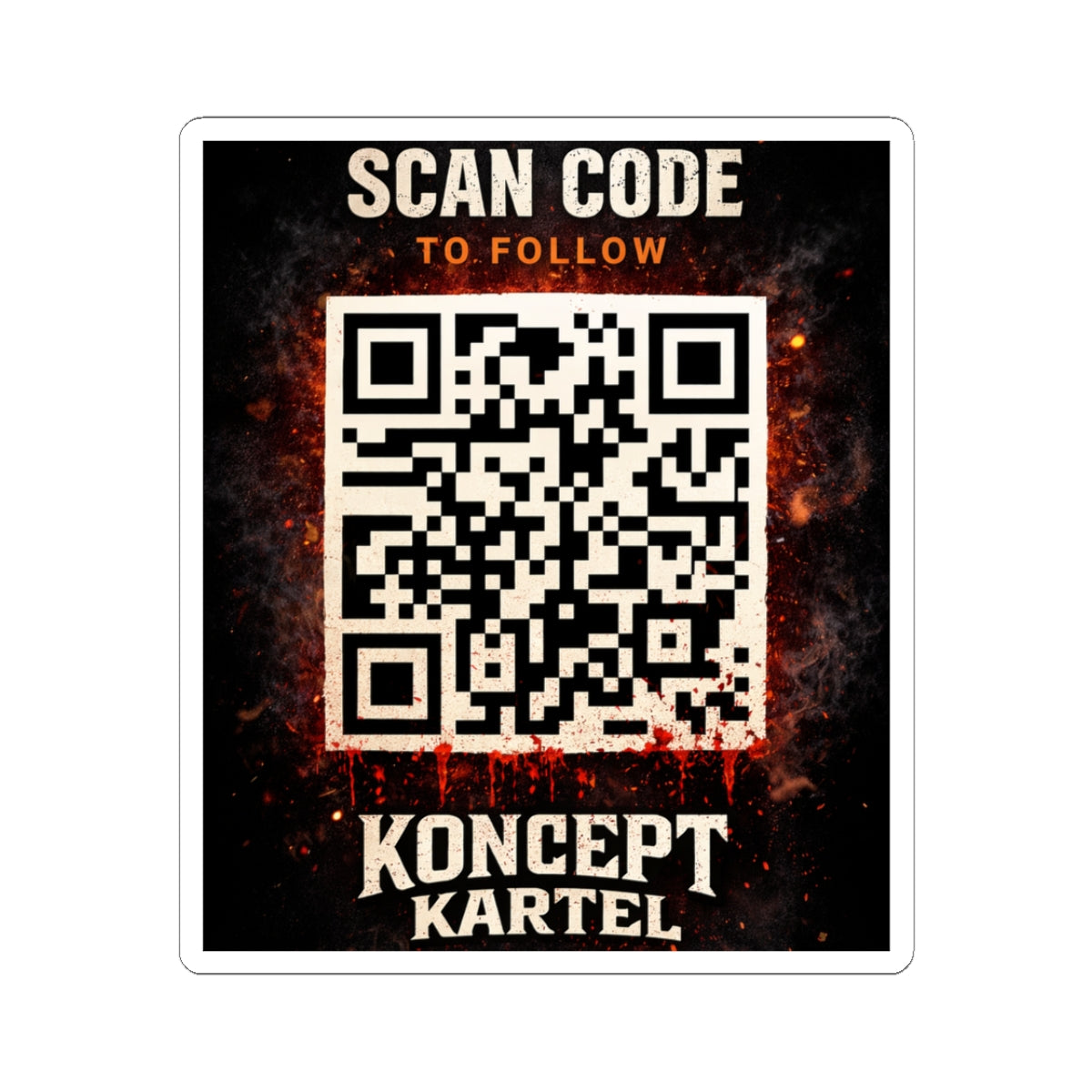 QR Code Sticker — "Scan Code to Follow" Koncept Kartel Promotional Sticker