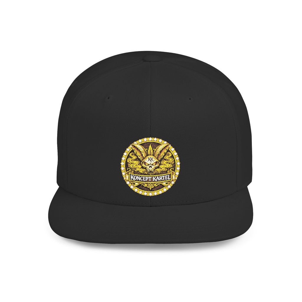 Gold Medallion Snapback Hat – Flat Bill Baseball Cap with Ornate Emblem