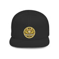 Gold Medallion Snapback Hat – Flat Bill Baseball Cap with Ornate Emblem