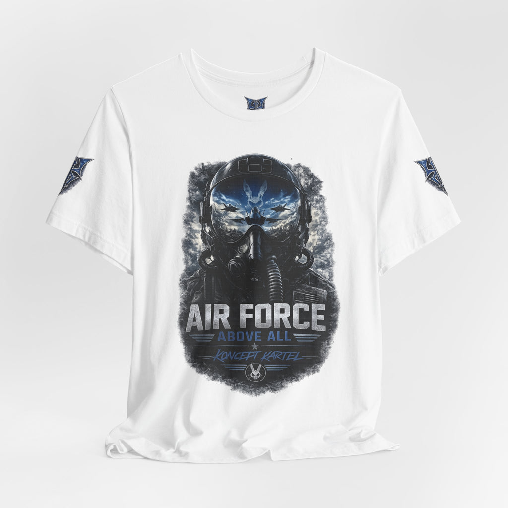 Air Force Pilot Mask Tee — "Air Force Above All" Military Aviation T-Shirt