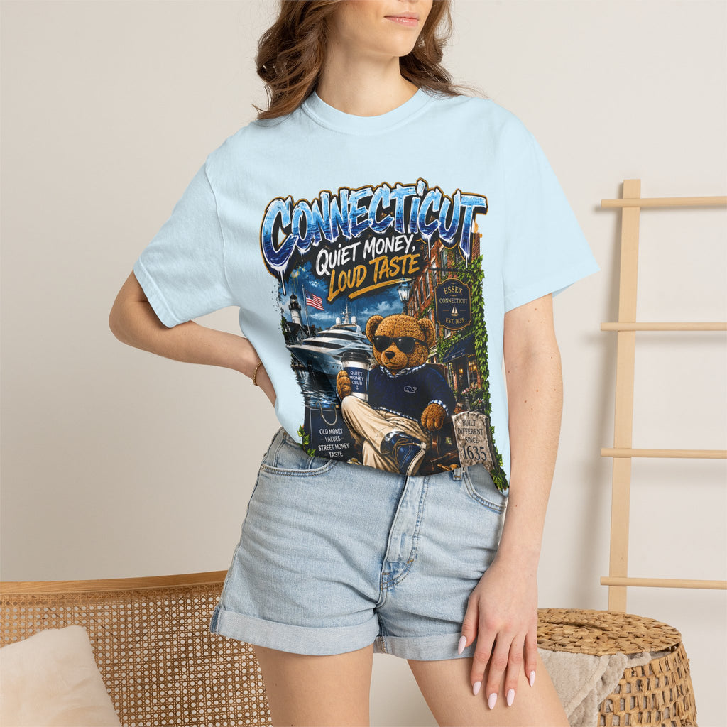 Connecticut Bear Vintage T-Shirt — "Quiet Money, Loud Taste" Graphic Tee