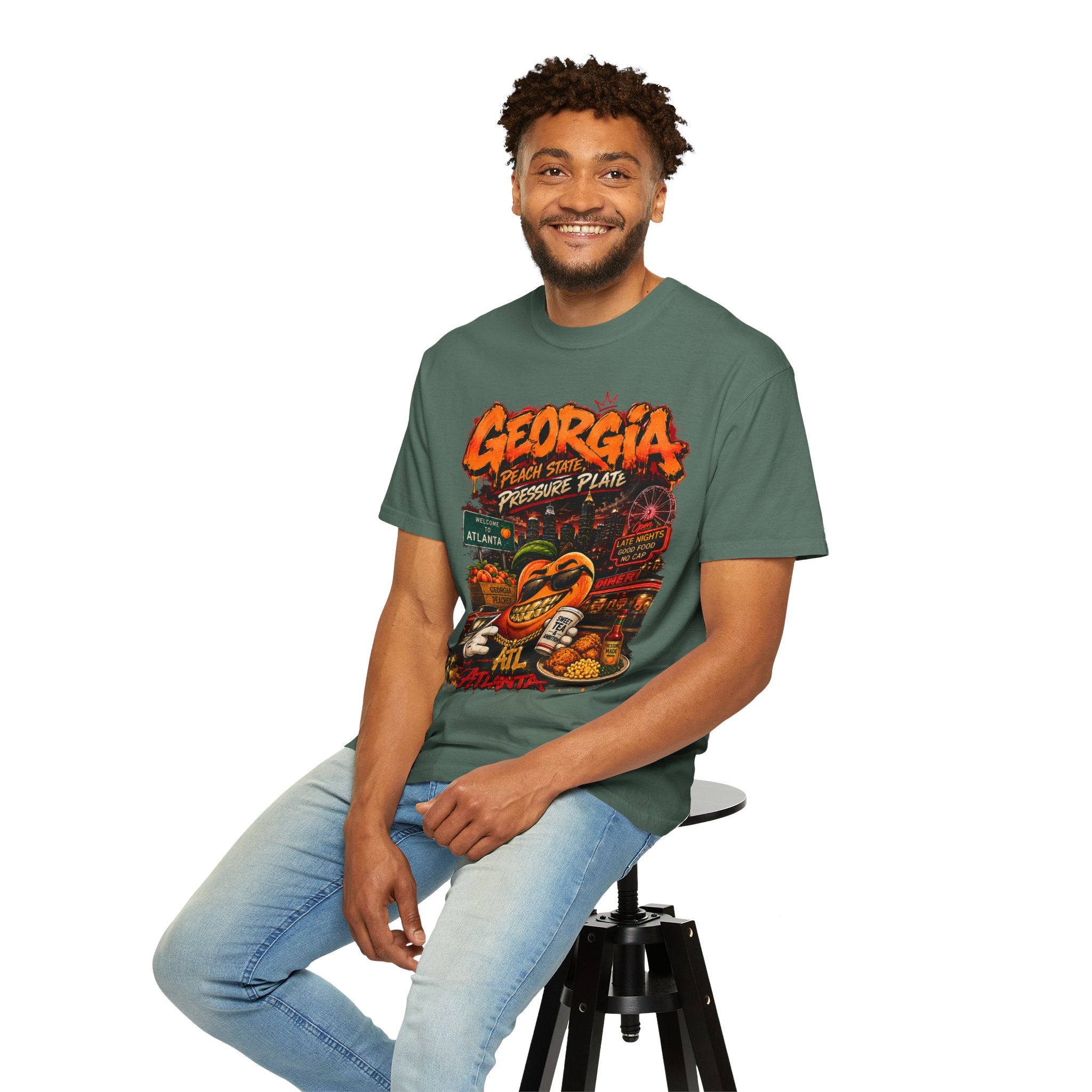 Georgia Peach Vintage Graphic T-Shirt — Atlanta Street Food & Peach State Design