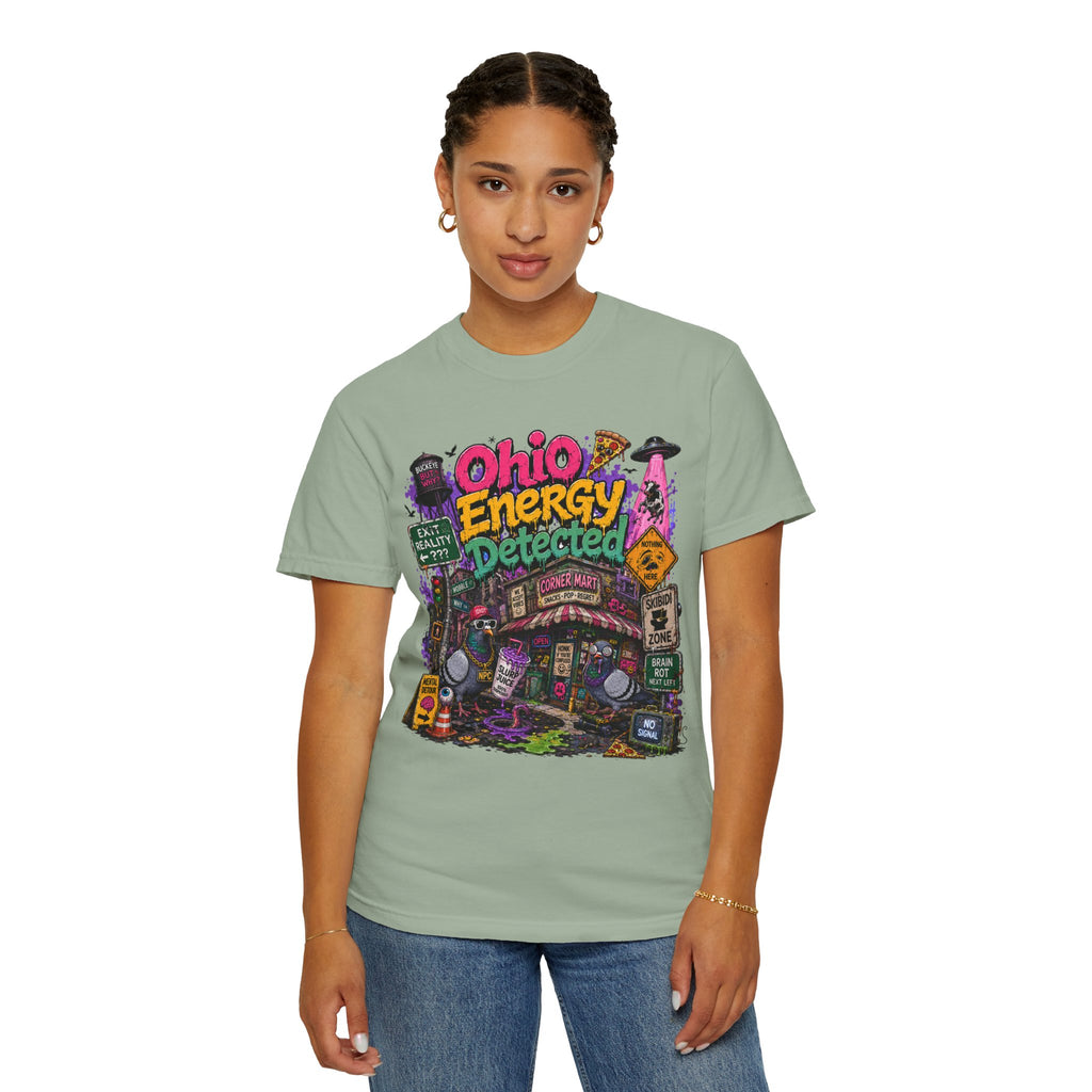 Ohio Energy Detected T-Shirt — Retro Arcade Cityscape Graphic Tee