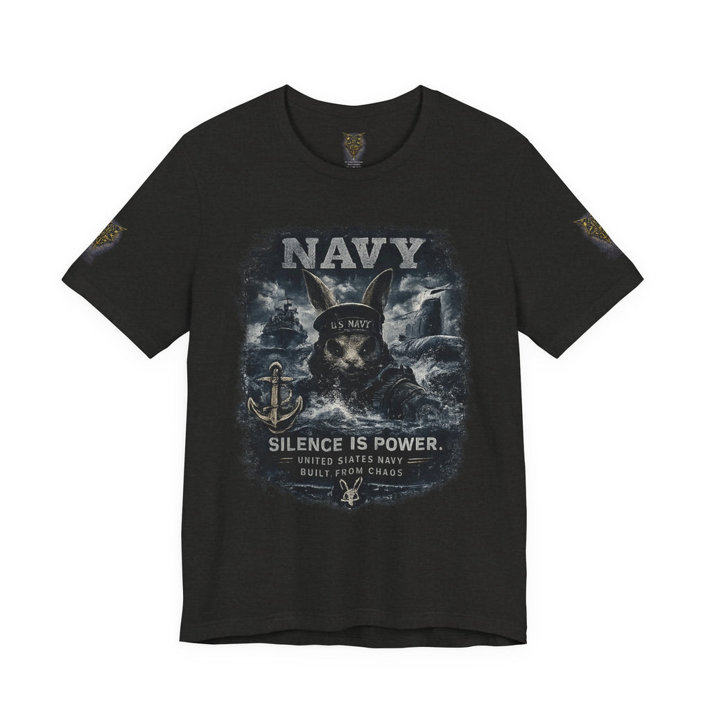 Navy 'Silence Is Power' Skull Anchor Tee — Fair Winds & Following Seas Back Graphic