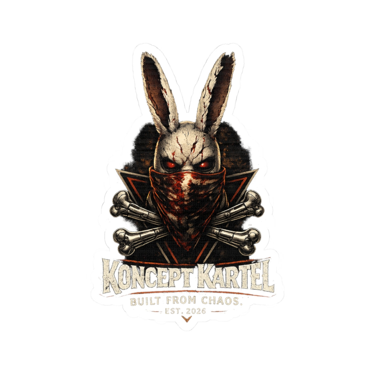Koncept Kartel Bunny Sticker — 'Built From Chaos' Kiss-Cut Vinyl Sticker