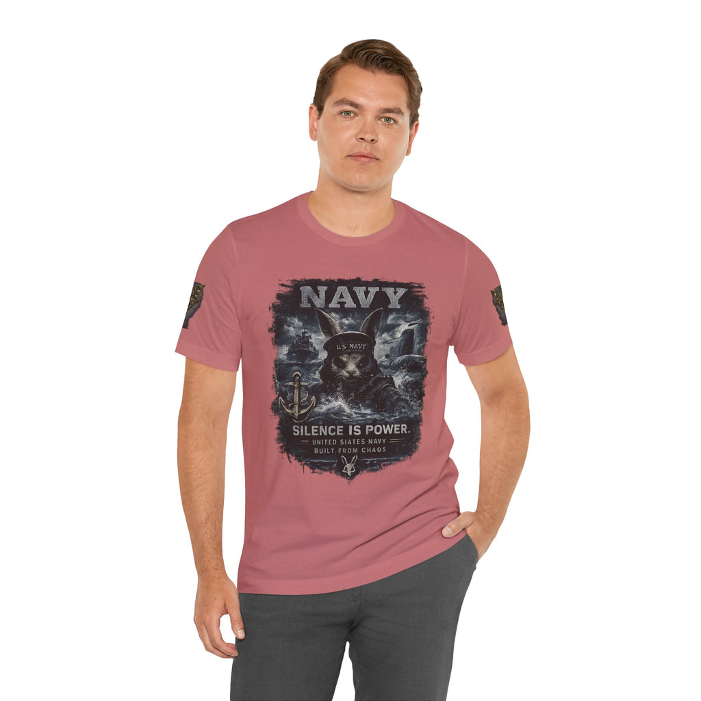 Navy 'Silence Is Power' Skull Anchor Tee — Fair Winds & Following Seas Back Graphic