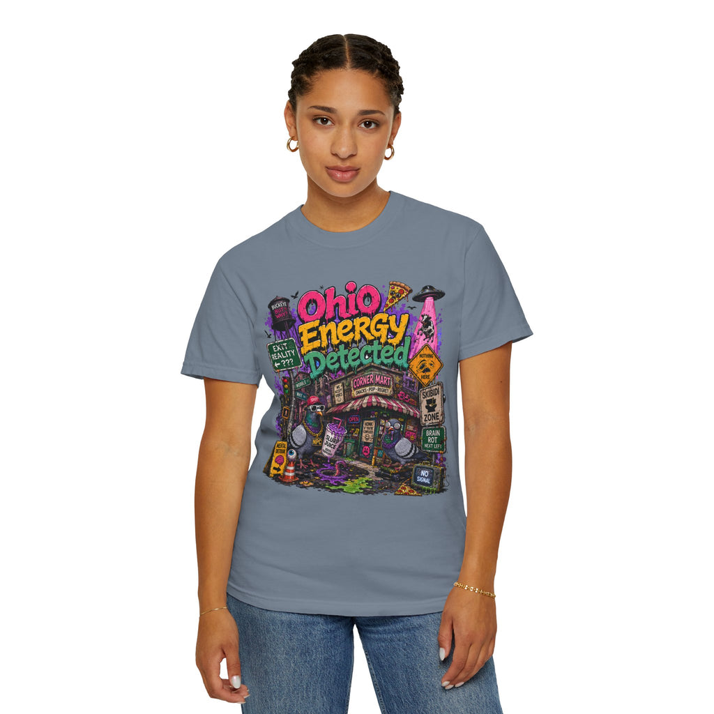 Ohio Energy Detected T-Shirt — Retro Arcade Cityscape Graphic Tee