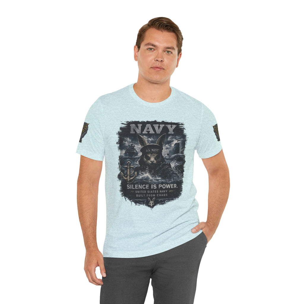 Navy 'Silence Is Power' Skull Anchor Tee — Fair Winds & Following Seas Back Graphic